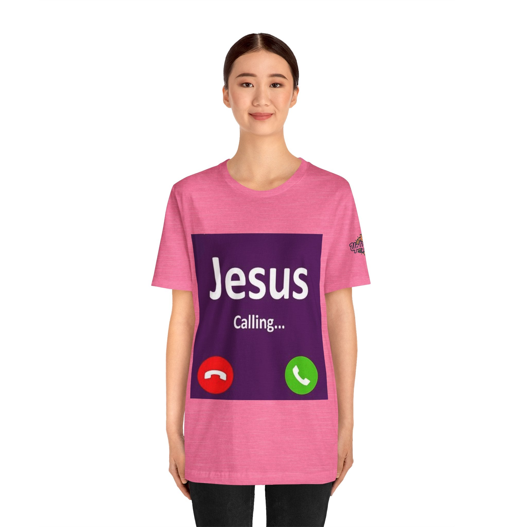 Jesus Calling T-shirt – Funny Cell Phone Screen Christian T-shirt for Divine Connection & Faith Humor Printify