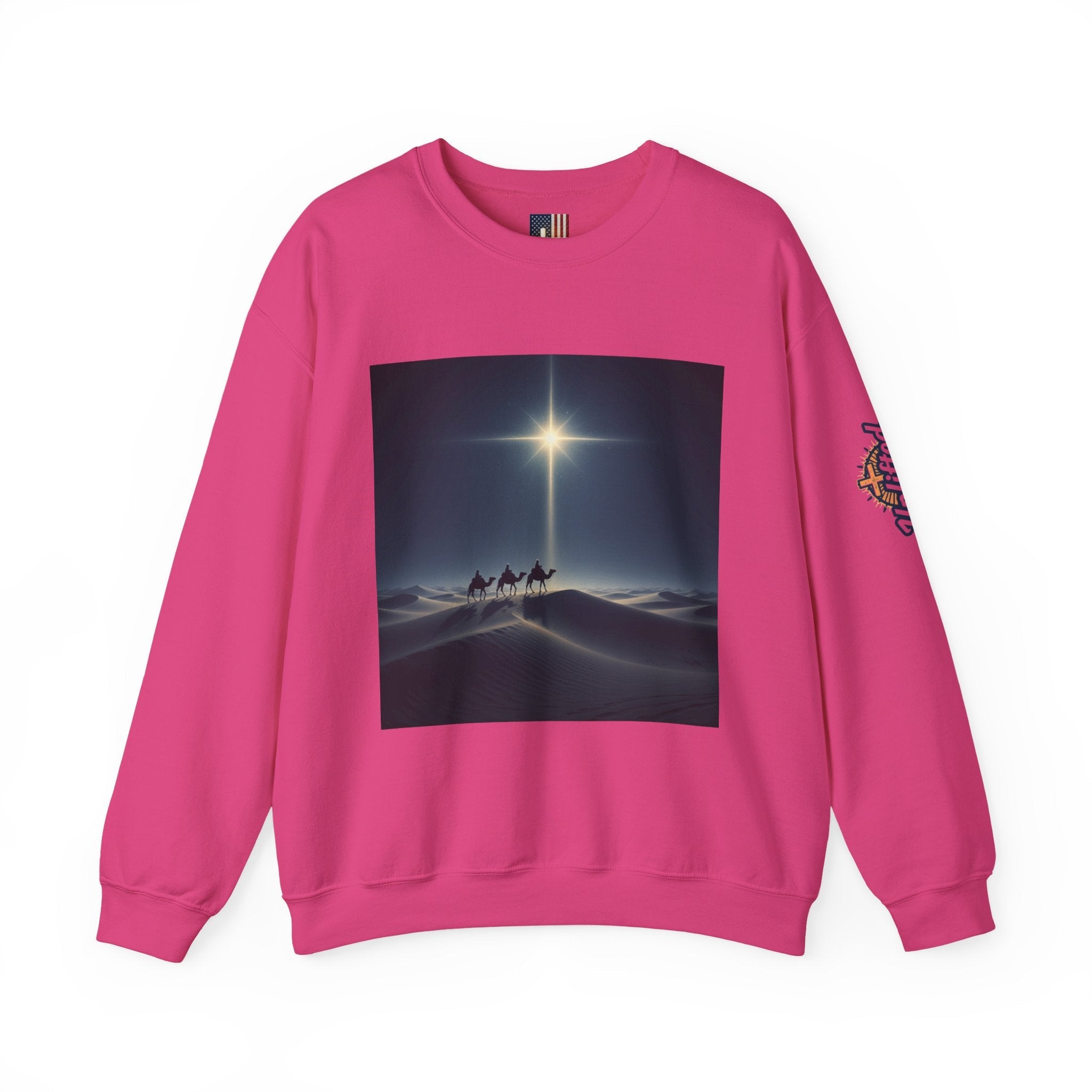 3 Wise Men Sweatshirt – Magi Camels Nativity Journey Christian Christmas Sweatshirt for Epiphany Faith & Holy Night Printify