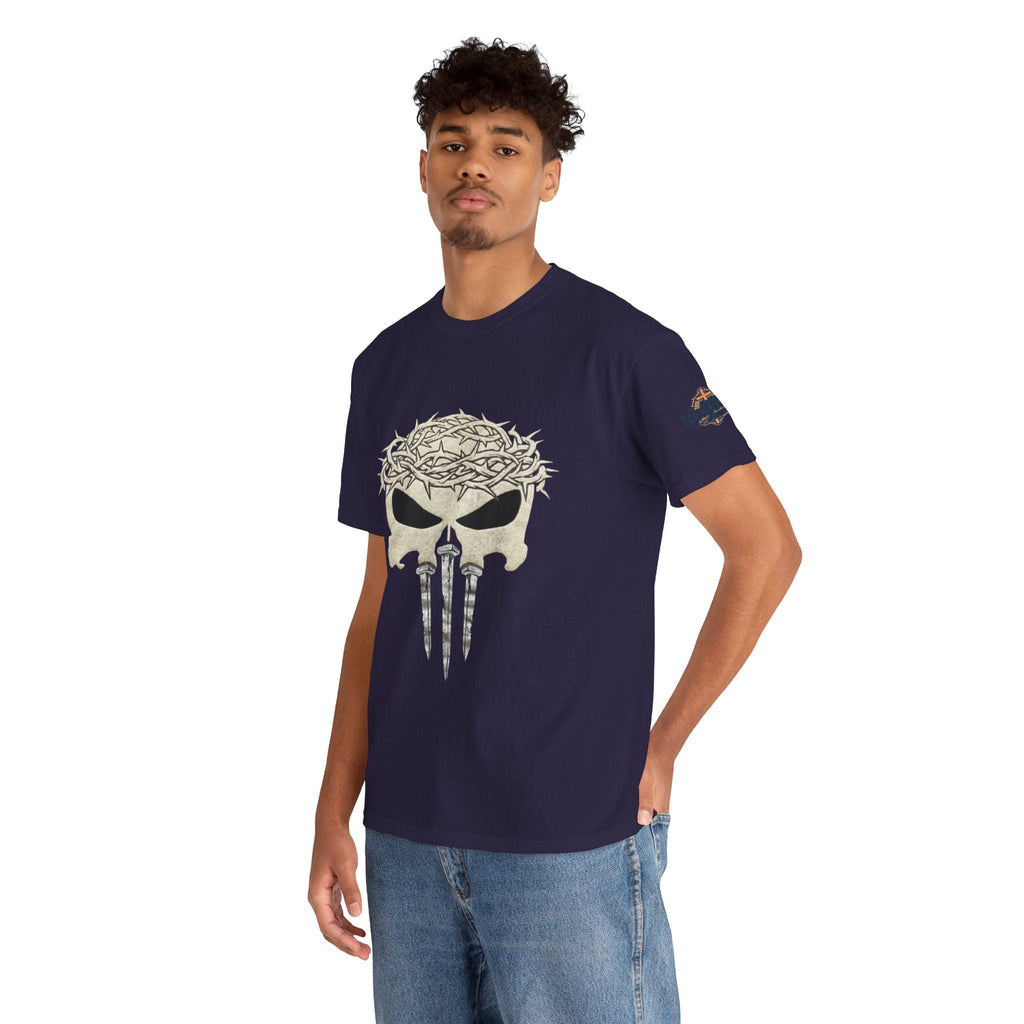 Christian Skull T-shirt - Crown of Thorns & Nails - Warrior Faith T-shirt Printify