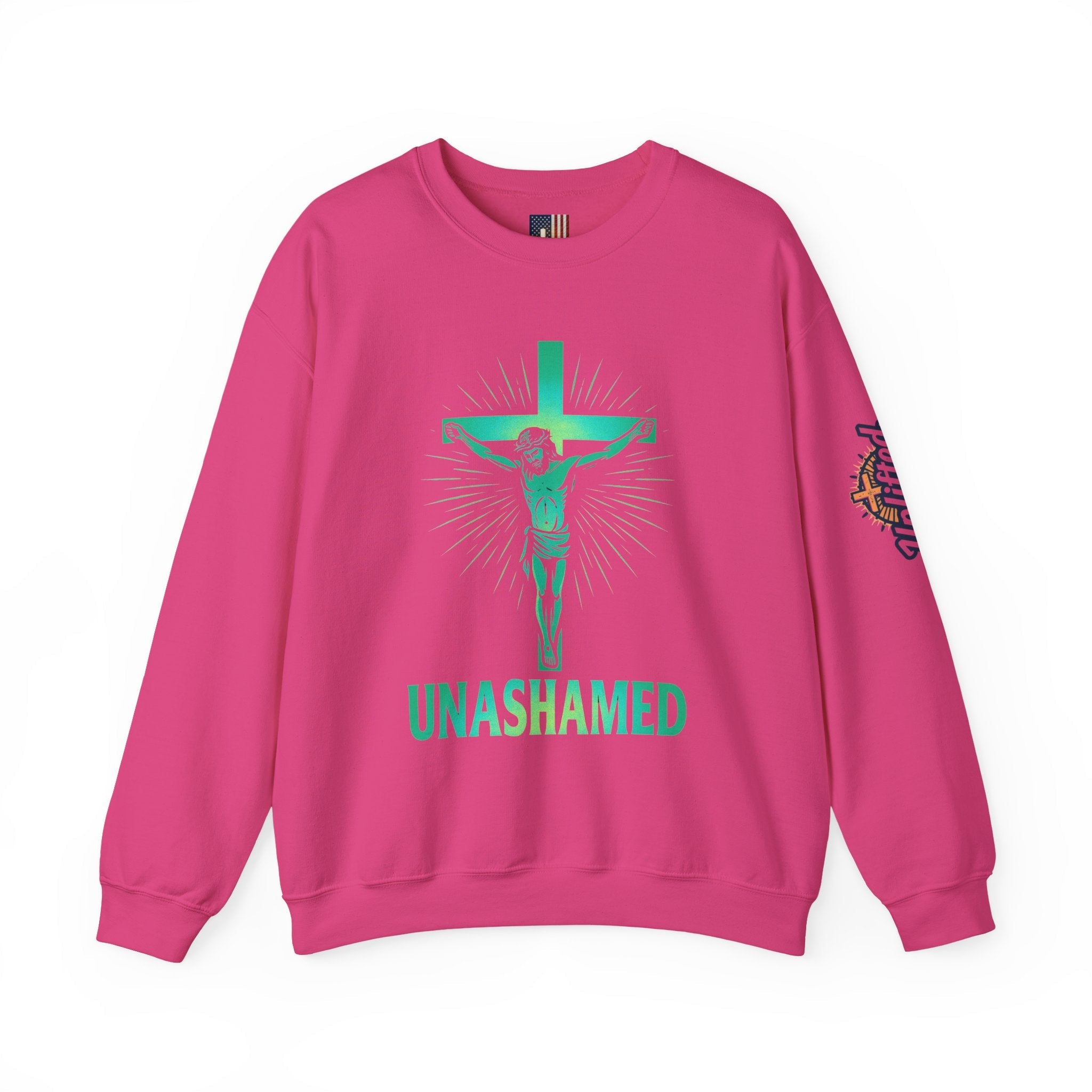 Unashamed Sweatshirt – Romans 1:16 Crucifixion Christian Sweatshirt for Bold Unwavering Faith Printify