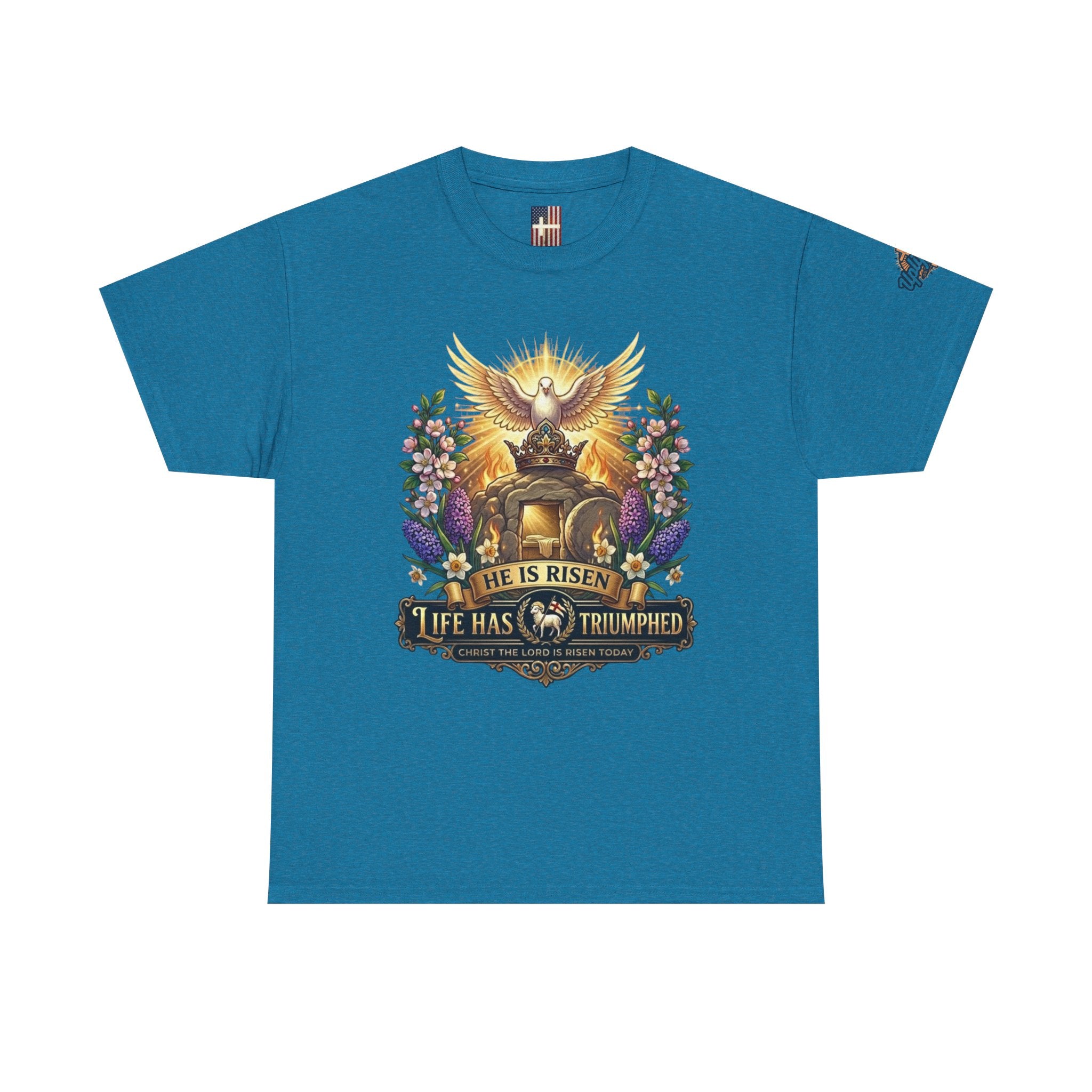 He Is Risen "Life Has Triumphed" T-Shirt — Easter Resurrection Christian Tee Printify