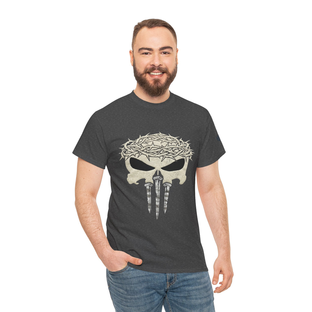 Christian Skull T-shirt - Crown of Thorns & Nails - Warrior Faith T-shirt Printify