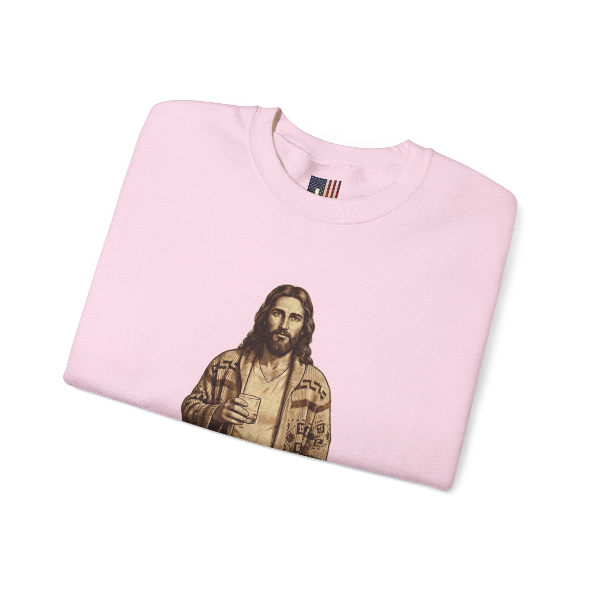 Abide Jesus Sweatshirt — Vintage 'The Dude' Religious Graphic Sweatshirt Printify