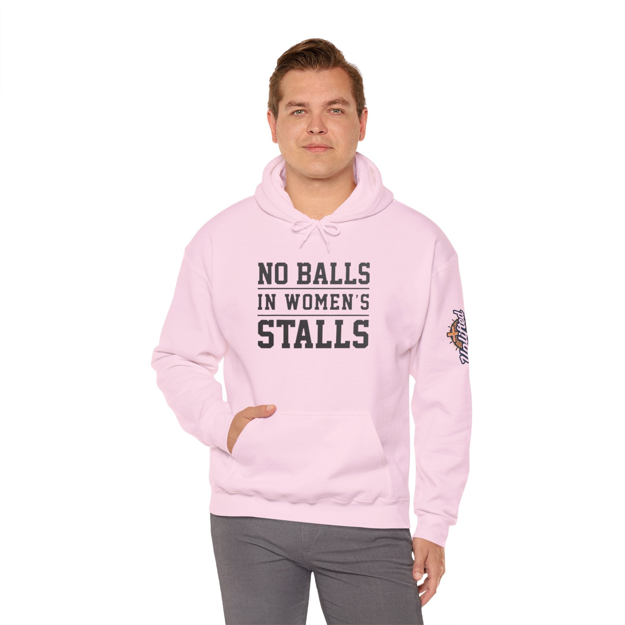 "No Balls in Women's Stalls" Statement Hoodie — Protest Sweatshirt Printify