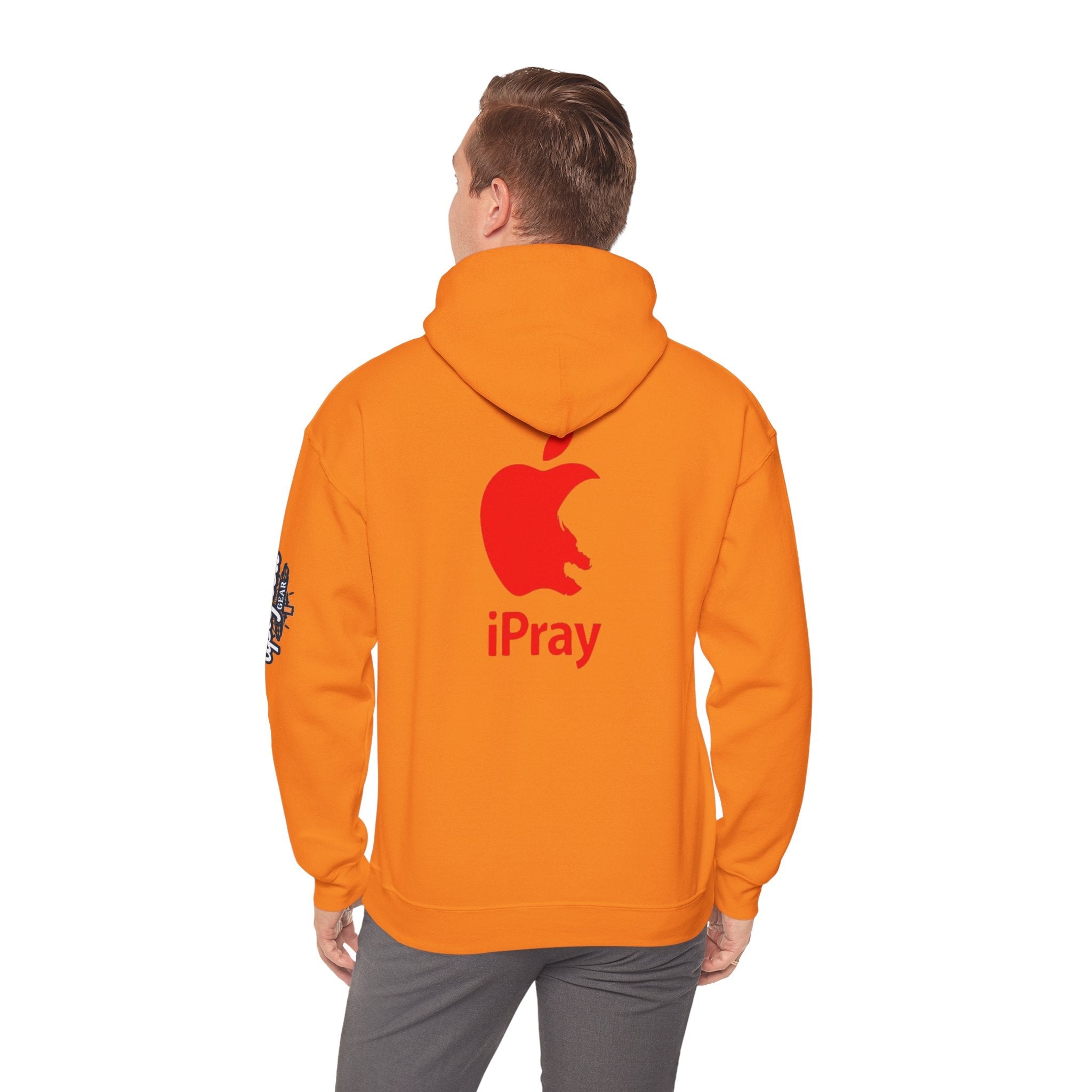 iPray Apple Logo Hoodie — Funny Christian Hoodie (Minimal Red Apple Graphic) Printify