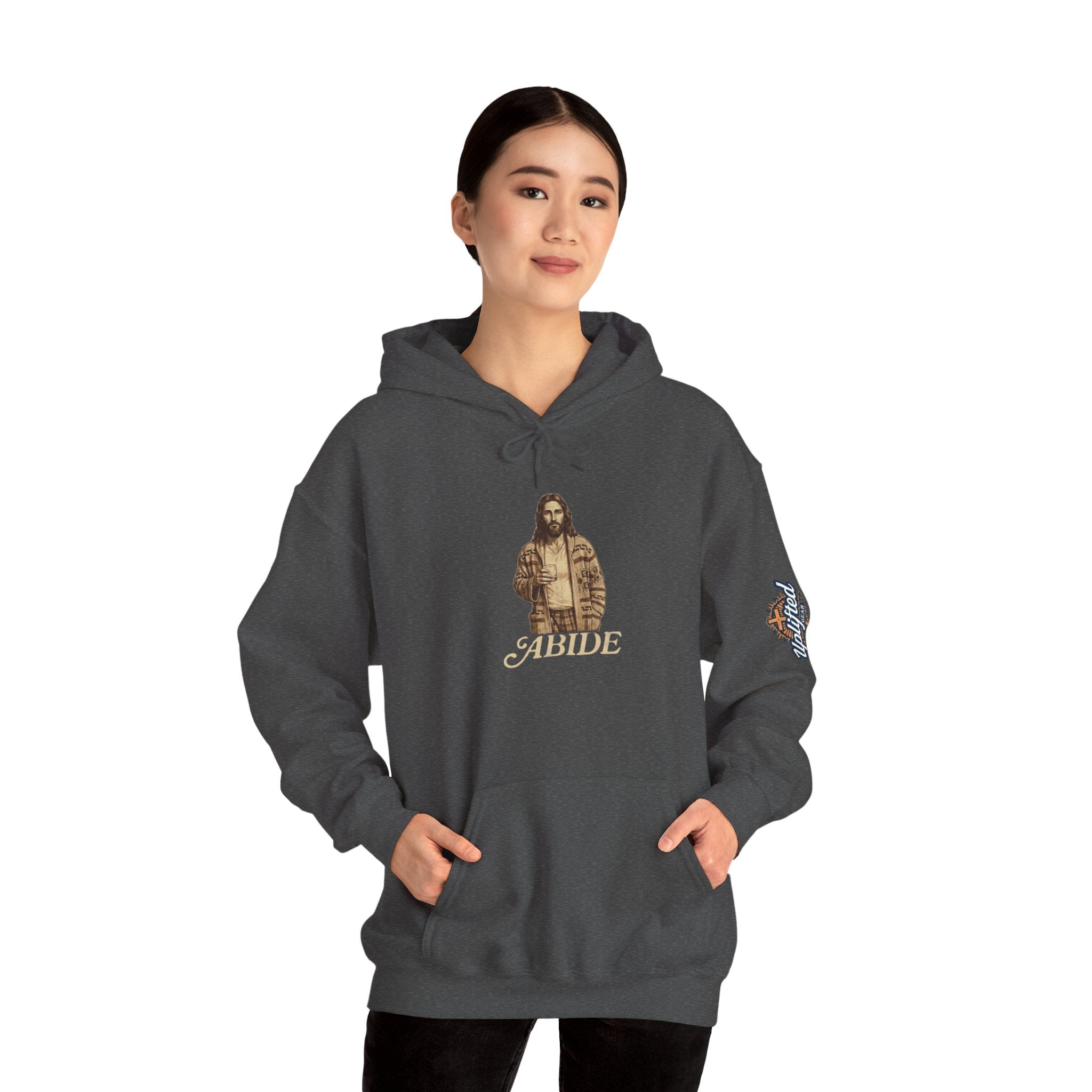 Abide Jesus Hoodie — Vintage 'The Dude' Religious Graphic Hoodie Printify