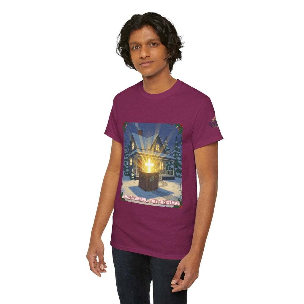 A Major Award This Christmas T-shirt – Fragile Leg Lamp Parody Cross Unboxing Christian T-shirt for Hilarious Faith & Holiday Glow Printify