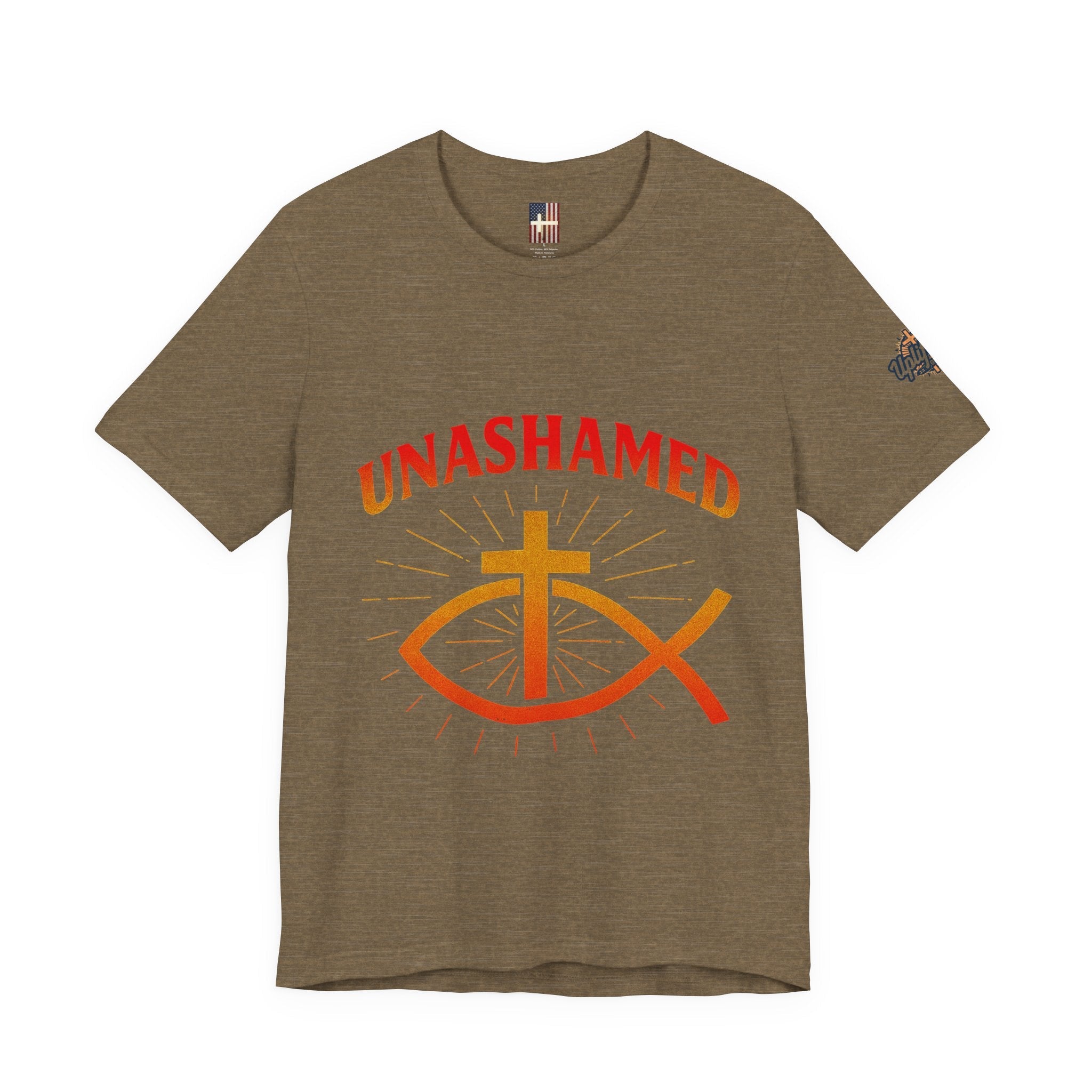 Unashamed T-shirt – Ichthys Jesus Fish & Cross Christian T-shirt for Romans 1:16 Bold Faith Printify