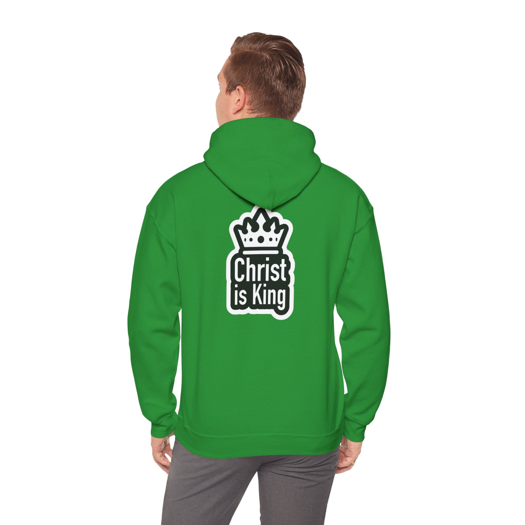 Christ is King Hoodie – Bold Crown & Cross Christian Sweatshirt for Unshakable Faith Printify