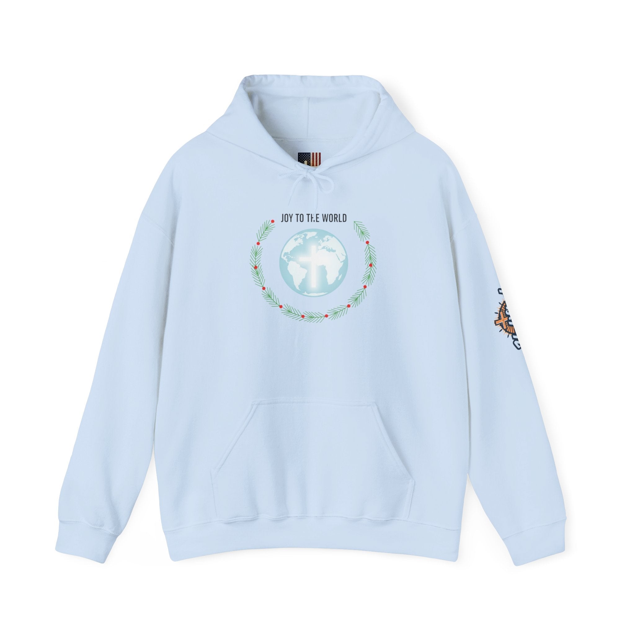 Joy to the World Hoodie – Wreath Earth Nativity Christian Christmas Sweatshirt for Isaiah 9:6 Holiday Faith & Festive Joy Printify