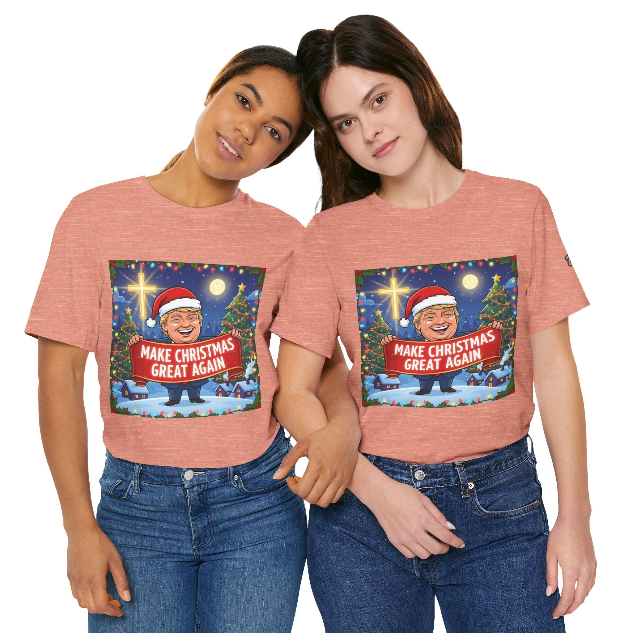 🎄 Make Christmas Great Again – Patriotic Christian Christmas T-Shirt | Bold Holiday Faith Tee | Red & White Banner Design | Uplifted Gear Printify