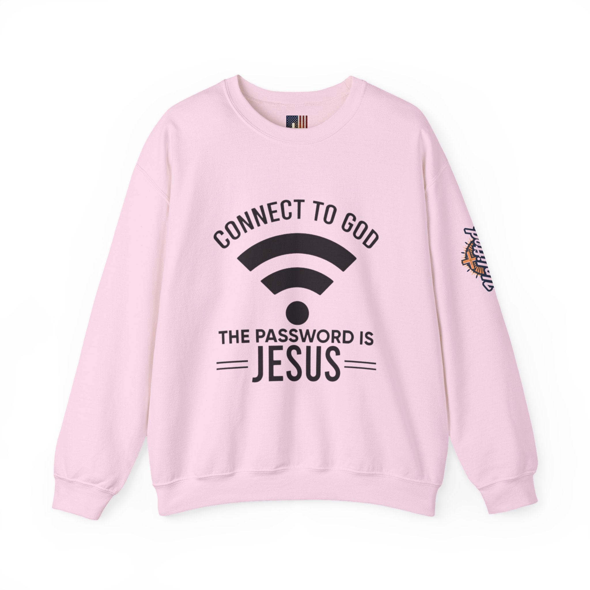 Connect to God Sweatshirt - WIFI Password is Jesus - Funny Christian Faith Sweatshirt Printify