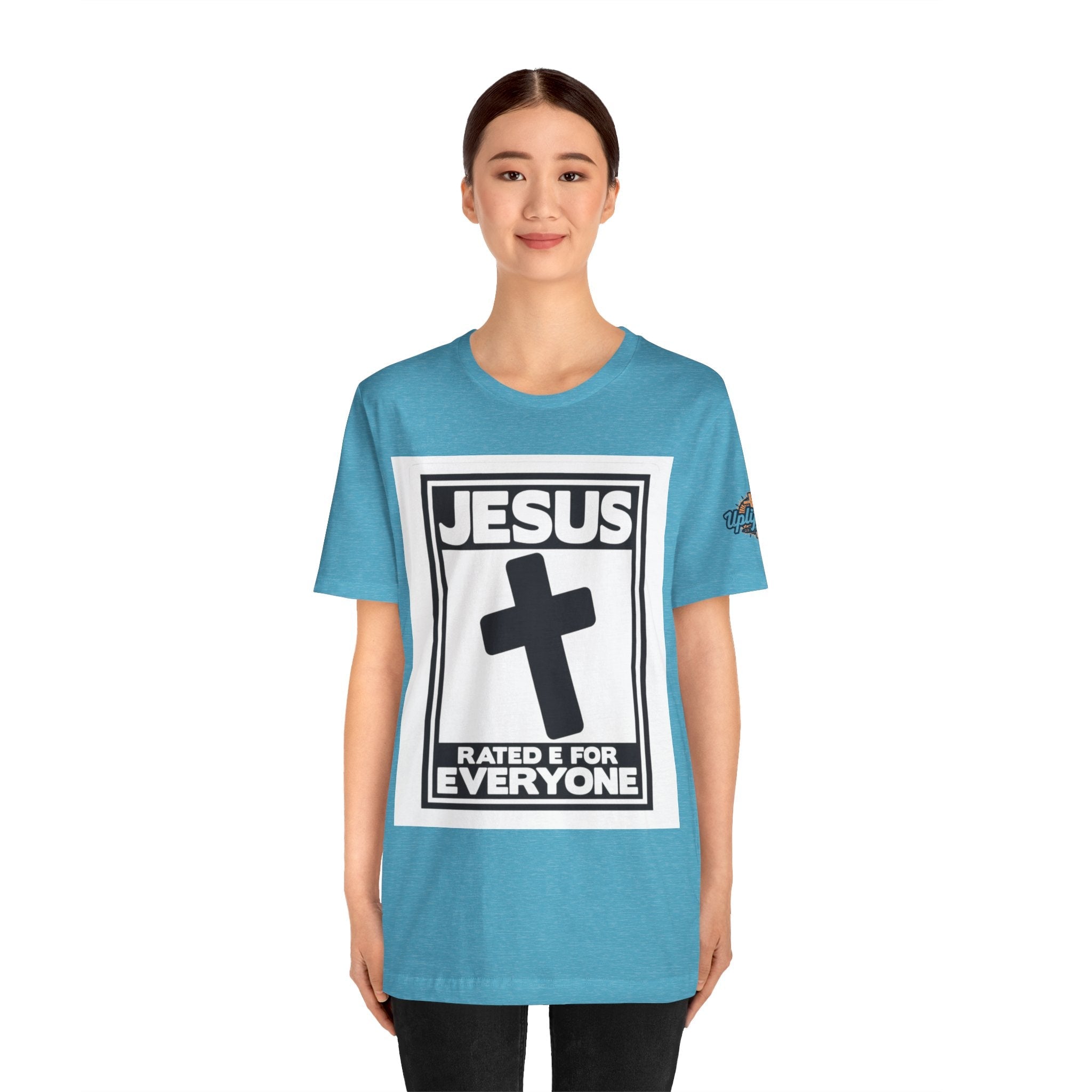 Jesus, Rated E for Everyone T-shirt - Gamer Faith T-shirt - Christian Video Game Parody Printify