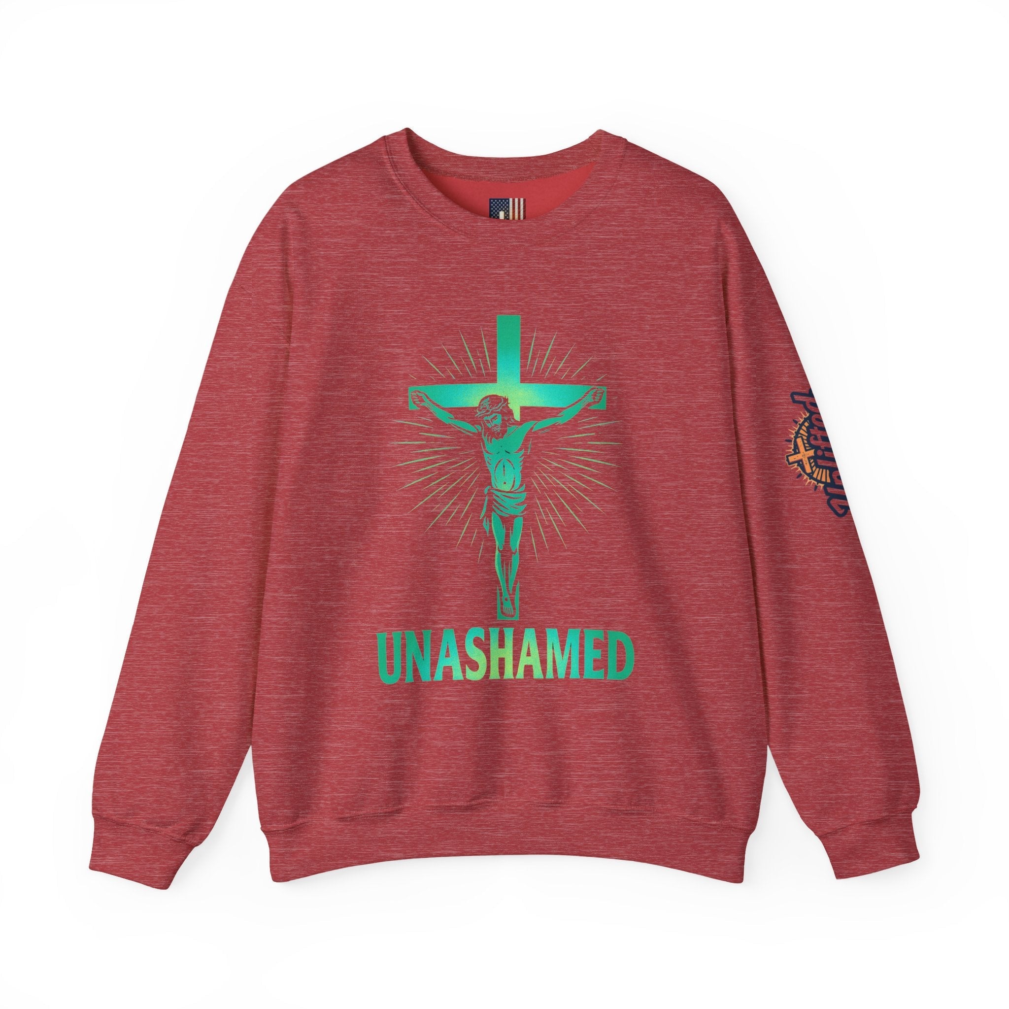Unashamed Sweatshirt – Romans 1:16 Crucifixion Christian Sweatshirt for Bold Unwavering Faith Printify