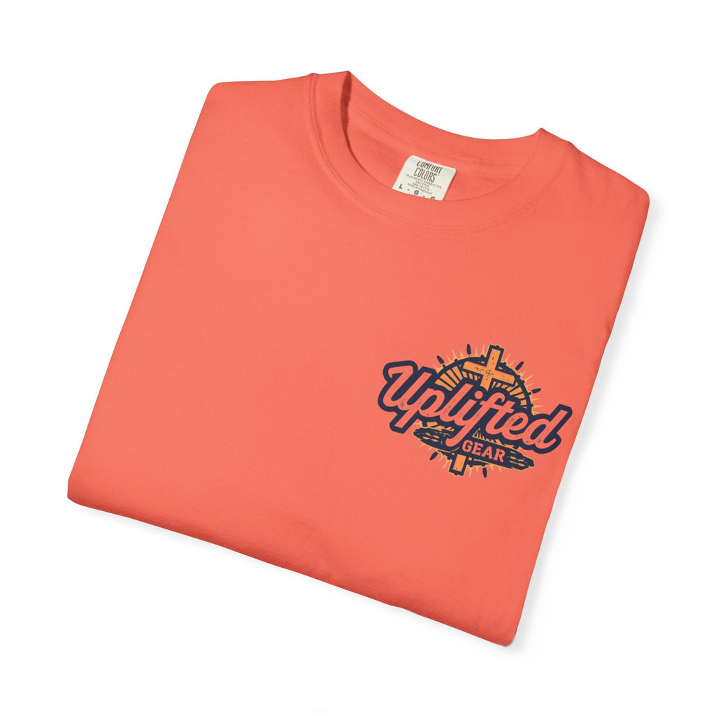 ✨ Chosen. Loved. Redeemed. – Elegant Christian T-Shirt | Gold Foil Faith Tee | Subtle Cross & Heart Design | Inspirational Bible Verse Apparel by Uplifted Gear Printify