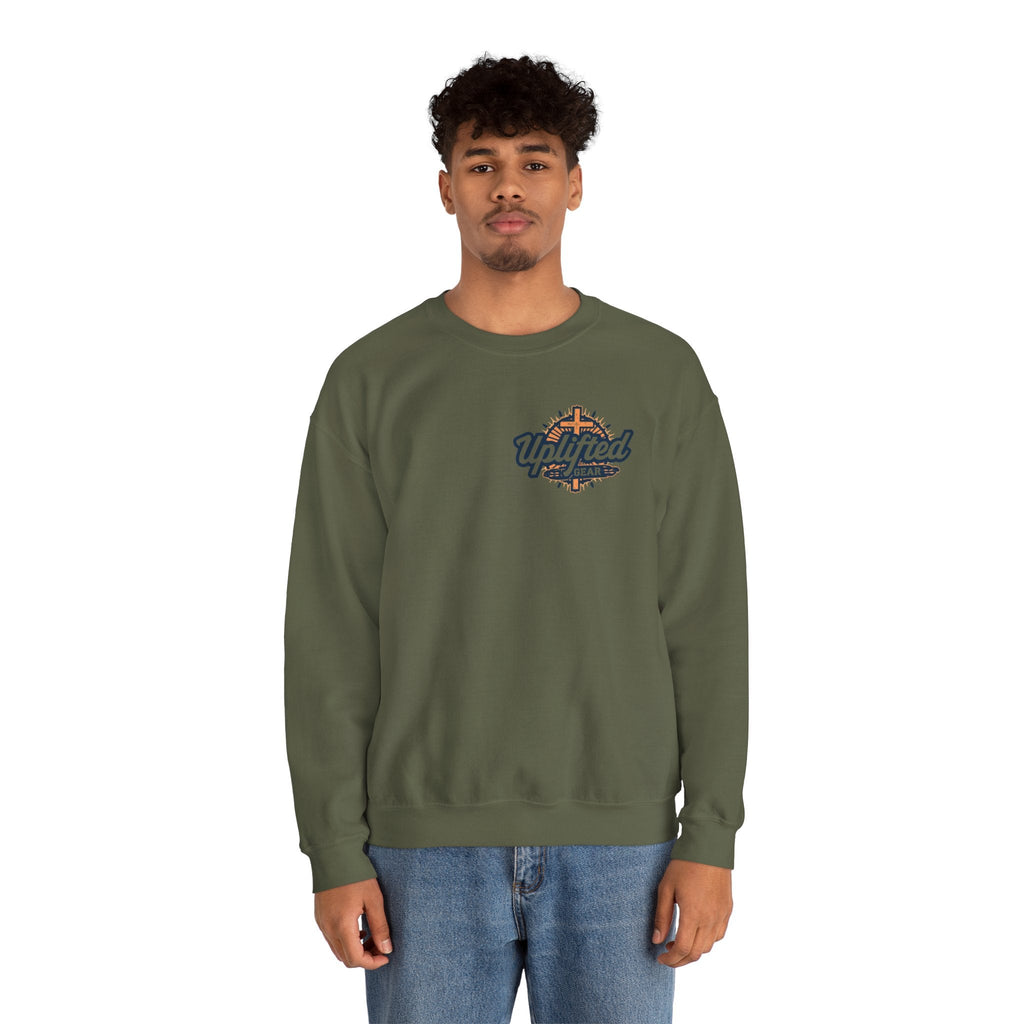 Walk by Faith Sweatshirt – Cross & Footprints Christian Sweatshirt for Cozy Inspiration Printify