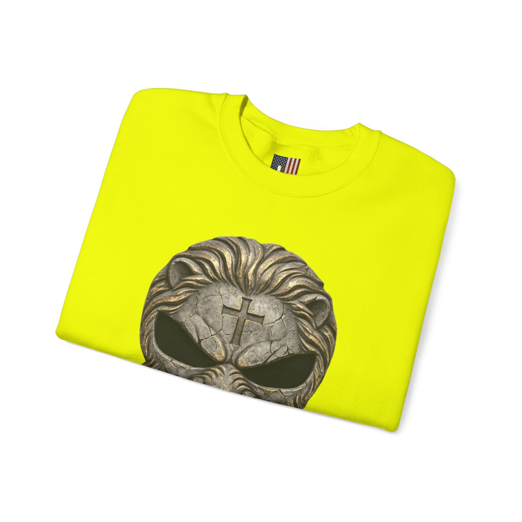 Lion of Judah Skull Christian Sweatshirt - Warrior Faith Cross Sweatshirt Printify