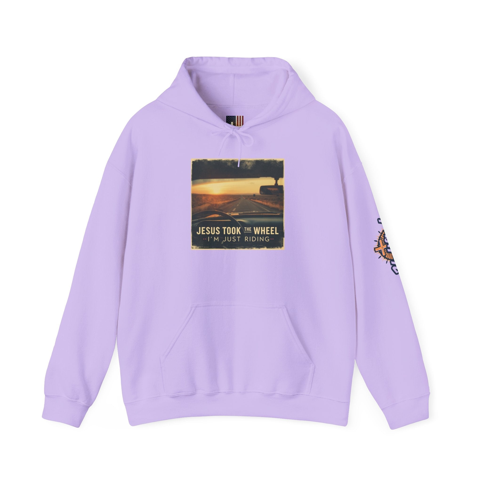 Jesus Took the Wheel I'm Just Riding Hoodie – Funny Christian Convertible Car Sweatshirt for Surrendered Faith & Humor Printify