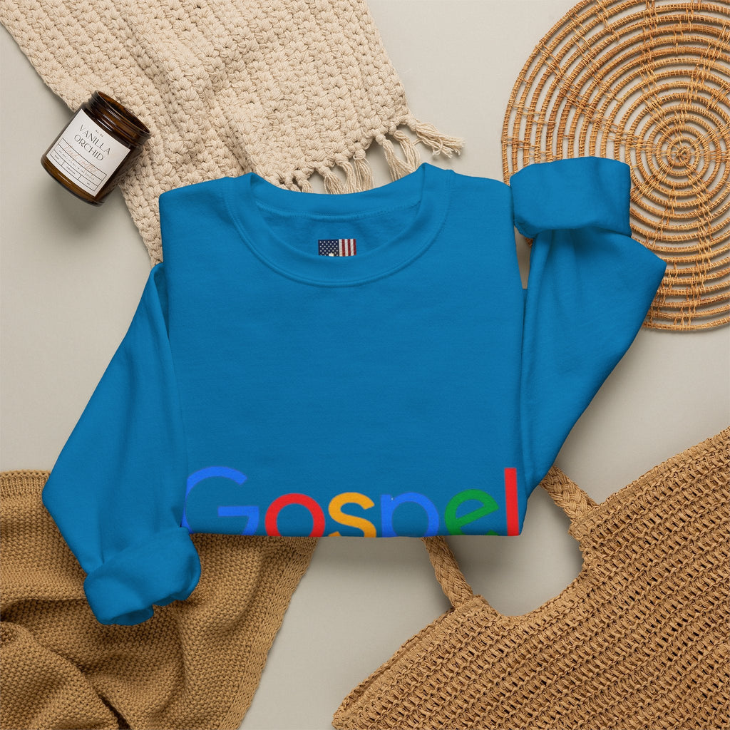 Gospel Graphic Sweatshirt — "Gospel" Colorful Logo Christian Sweatshirt Printify