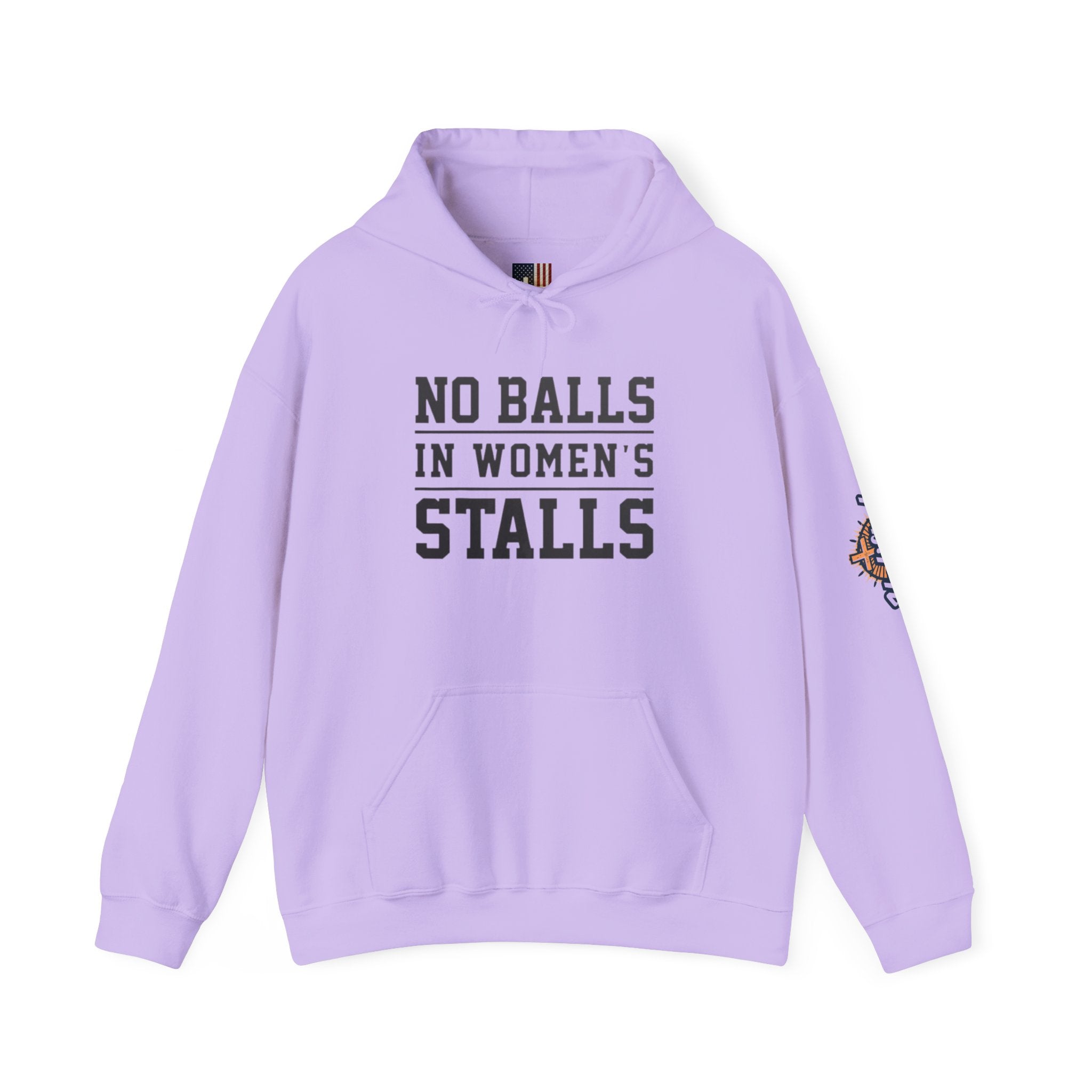 "No Balls in Women's Stalls" Statement Hoodie — Protest Sweatshirt Printify