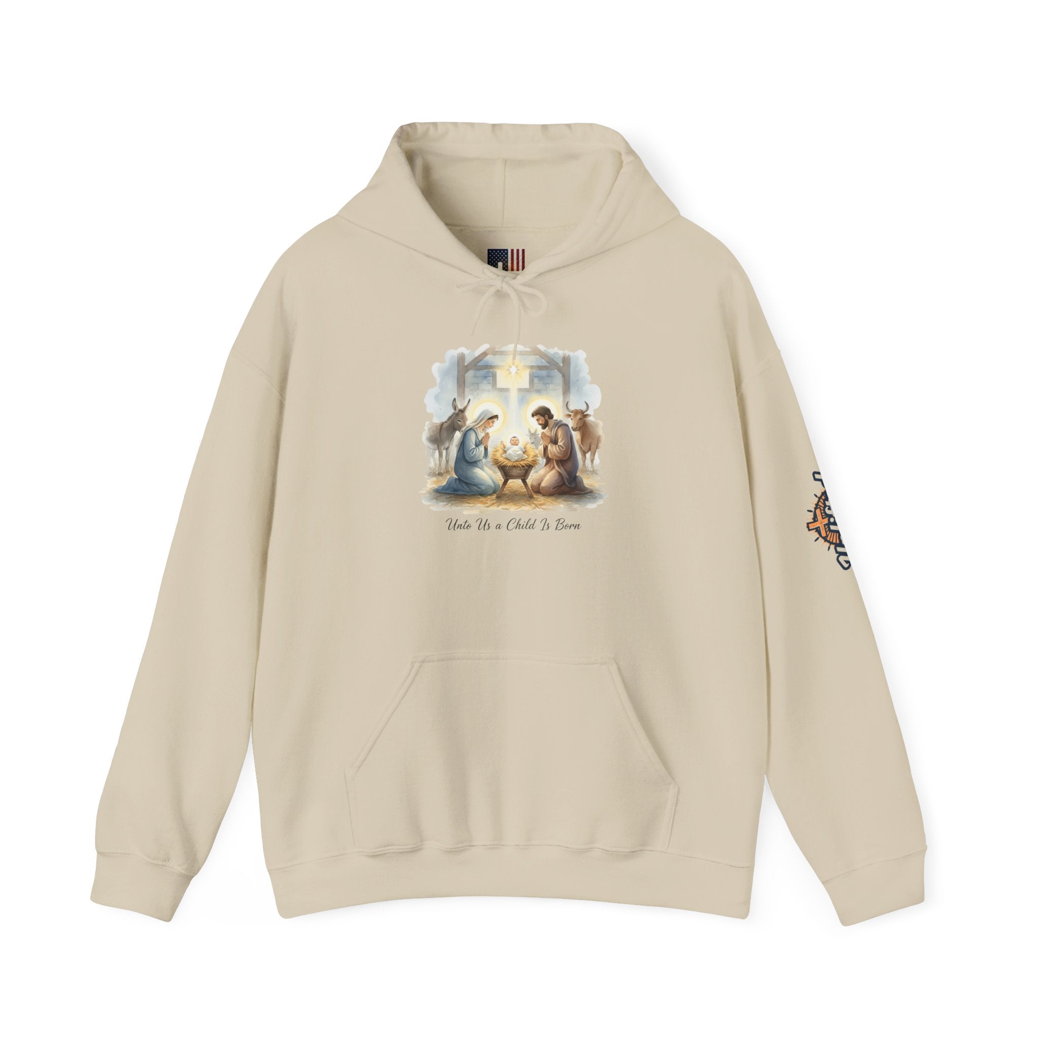 Unto Us a Child is Born Hoodie – Isaiah 9:6 Nativity Manger Scene Christian Christmas Sweatshirt for Holy Night Faith Printify