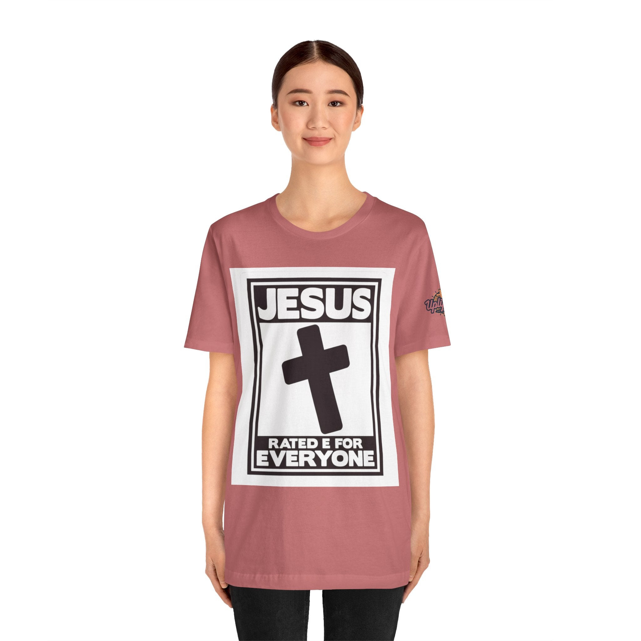 Jesus, Rated E for Everyone T-shirt - Gamer Faith T-shirt - Christian Video Game Parody Printify