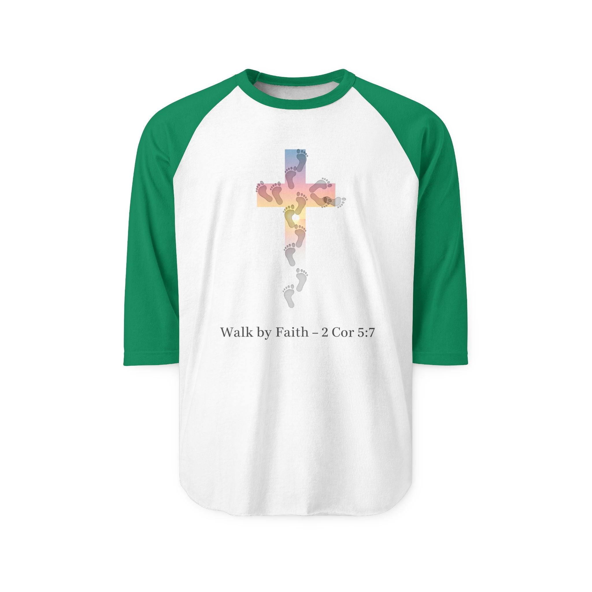 Walk by Faith T-Shirt – Cross & Footprints Christian Tee for Bold Believers Printify