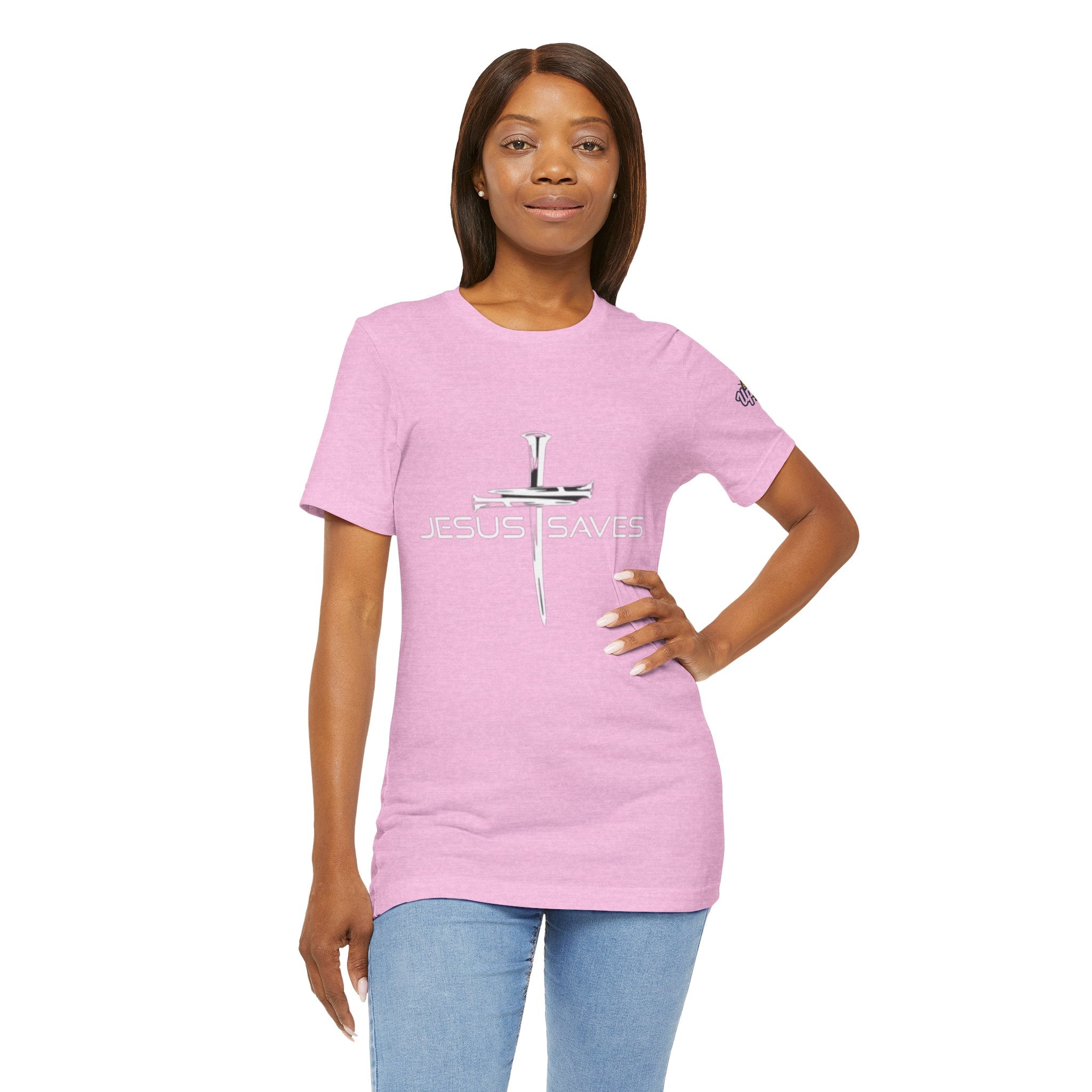 Jesus Saves T-shirt – 3 Nails Crucifix Cross Christian T-shirt for Redemption Faith & Bold Salvation Printify
