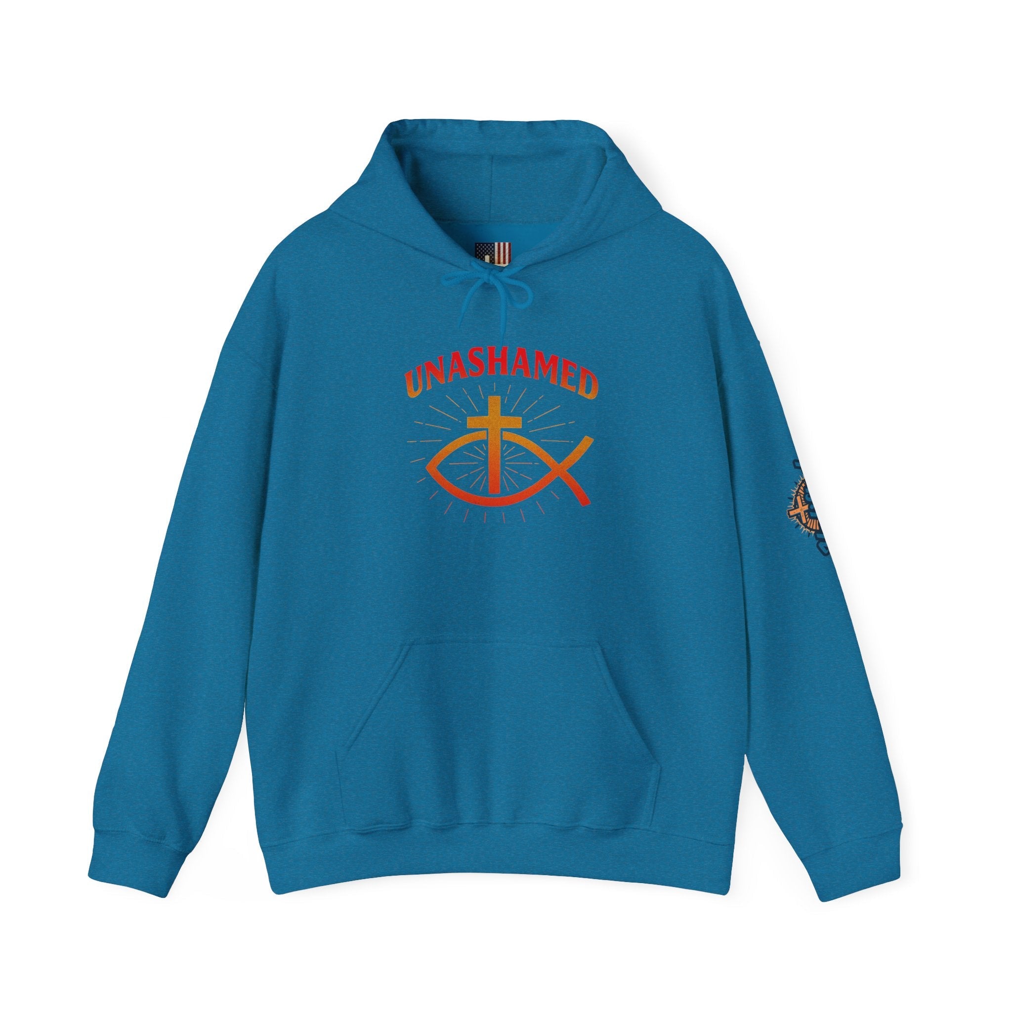 Unashamed Hoodie – Ichthys Jesus Fish & Cross Christian Sweatshirt for Romans 1:16 Bold Faith Printify