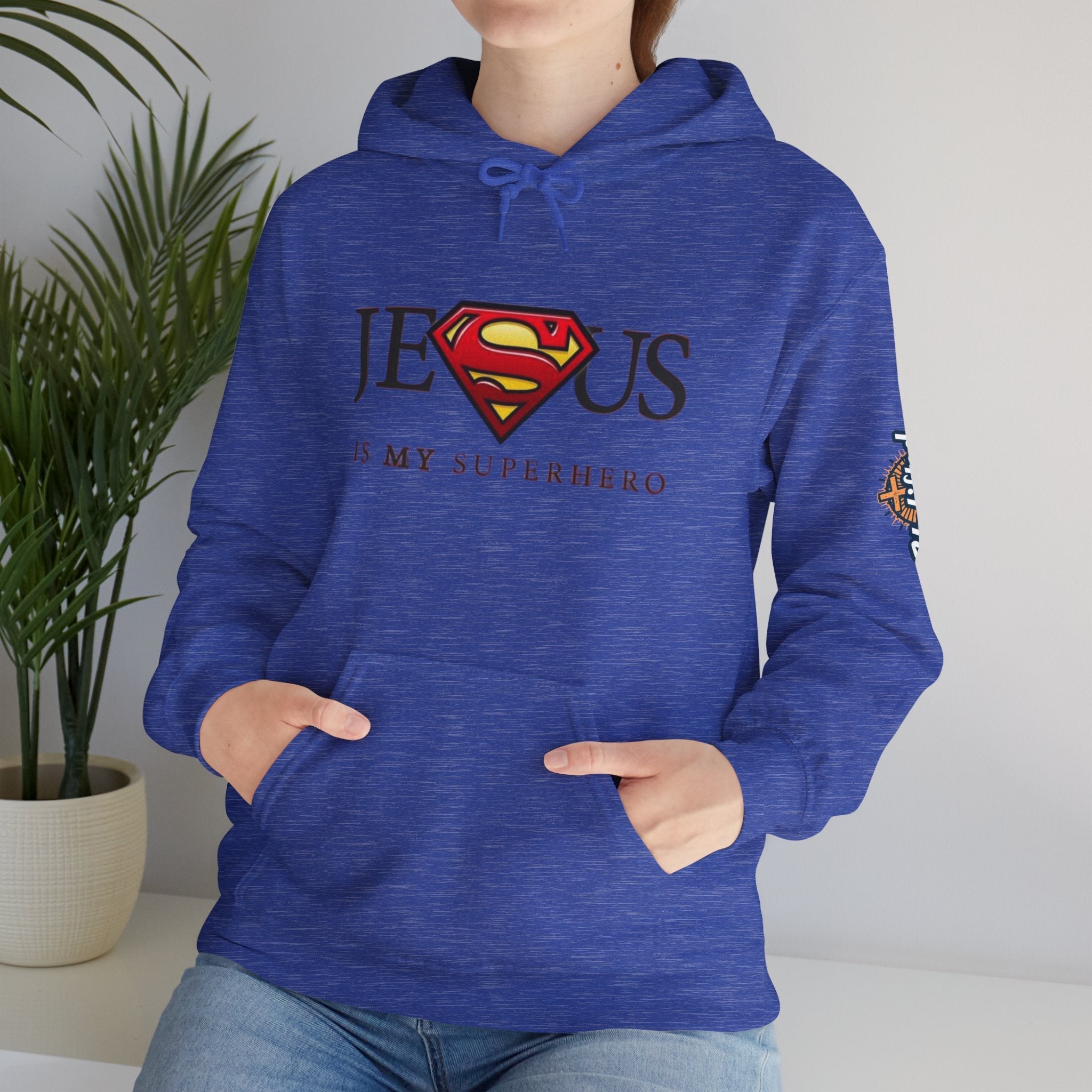 Jesus Is My Superhero Hoodie — Christian Faith Graphic Pullover Printify