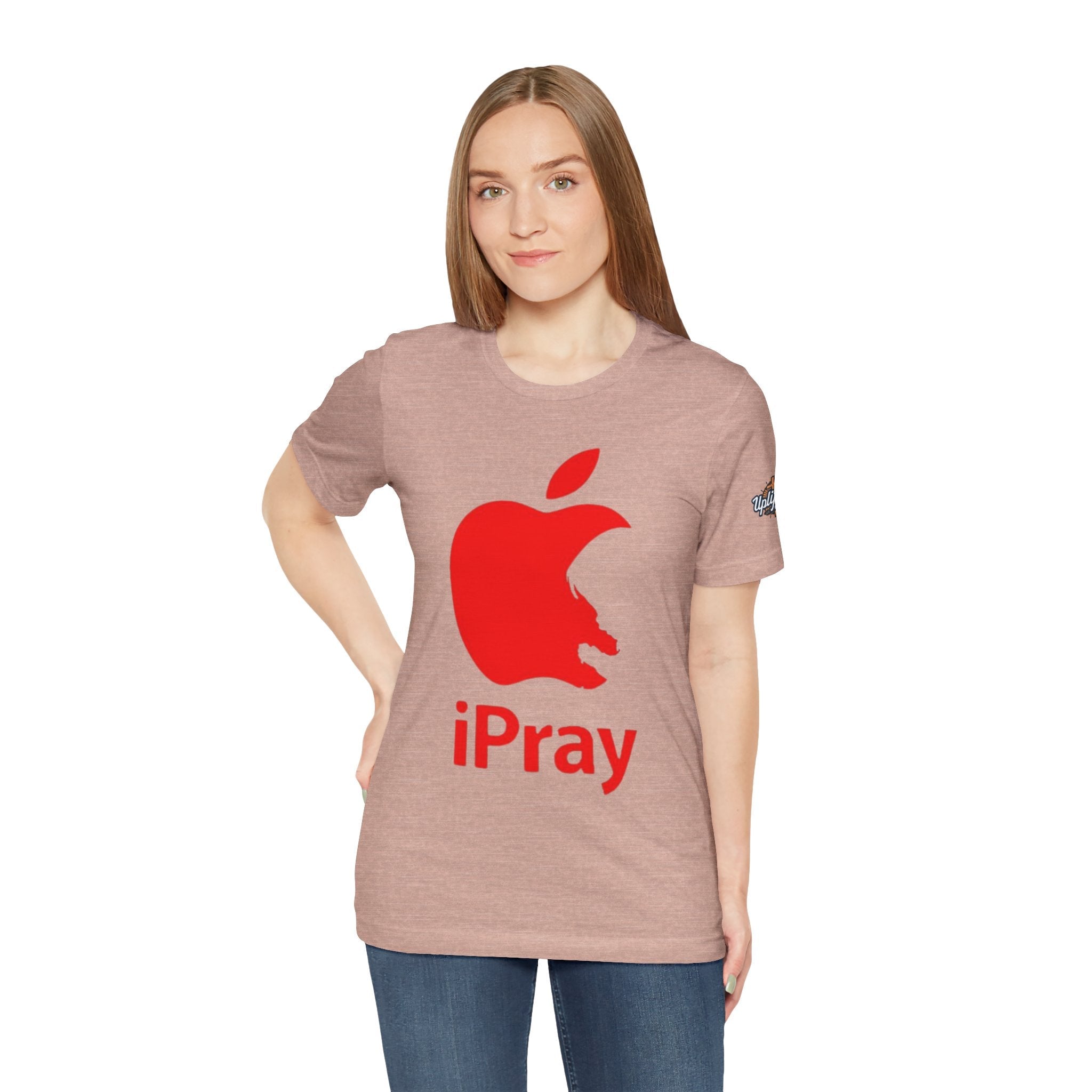 iPray Red Apple Christian T-Shirt — Faith Graphic Tee Printify
