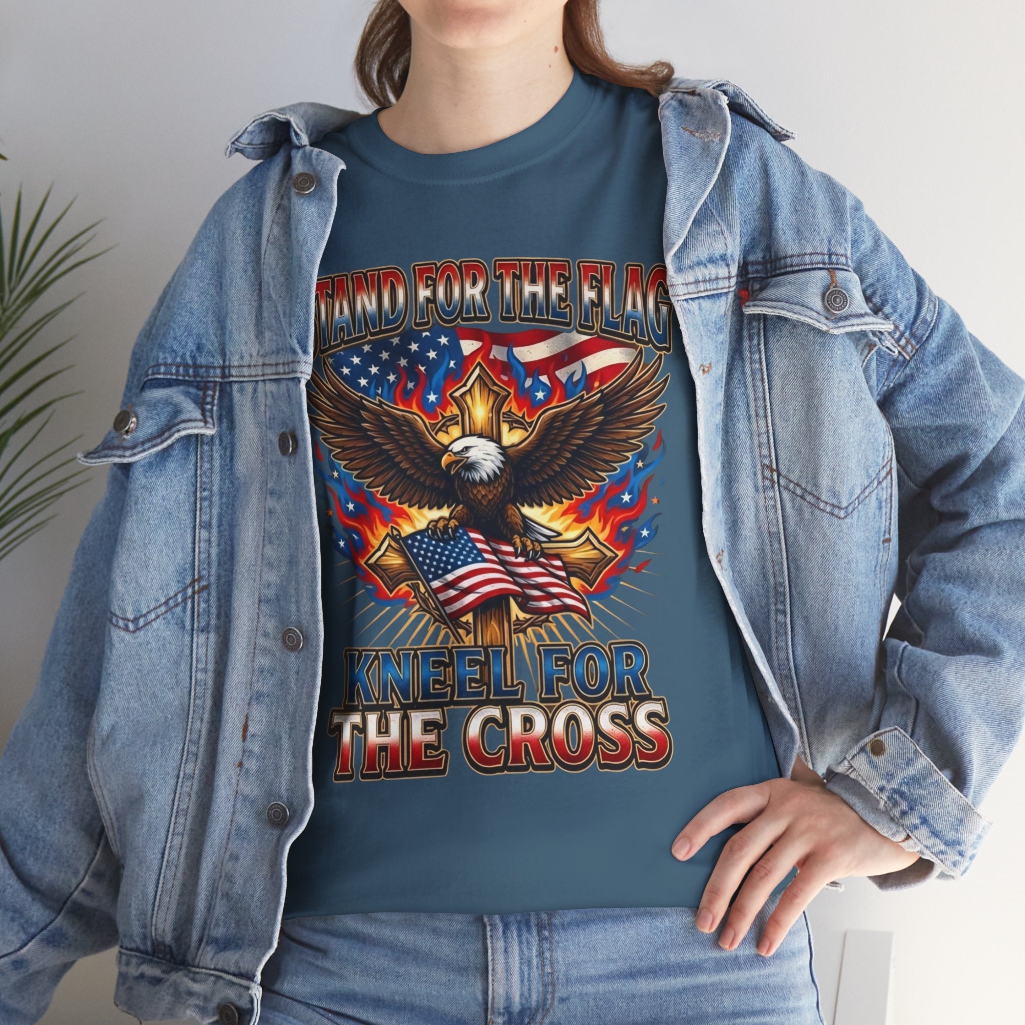 Stand for the Flag Kneel for the Cross T-shirt | Patriotic Eagle T-shirt Printify