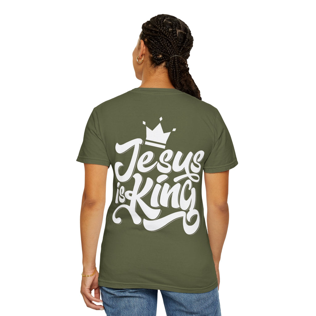 Jesus is King T-Shirt – Bold Christian Faith Tee with Crown & Cross for Eternal Reign Printify