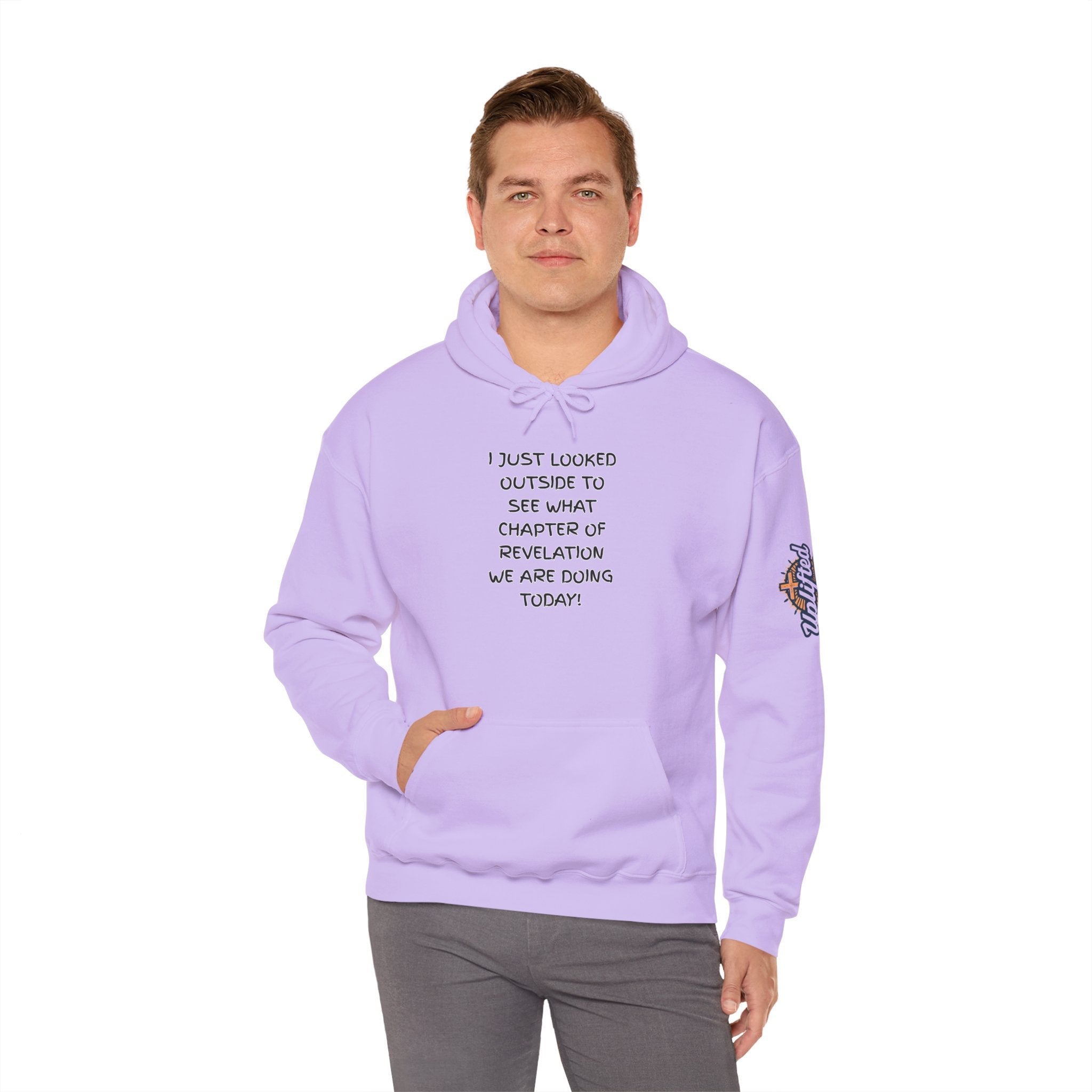 What Chapter of Revelation Hoodie – I Looked Outside My Window Christian Sweatshirt for End Times Humor & Faith Printify