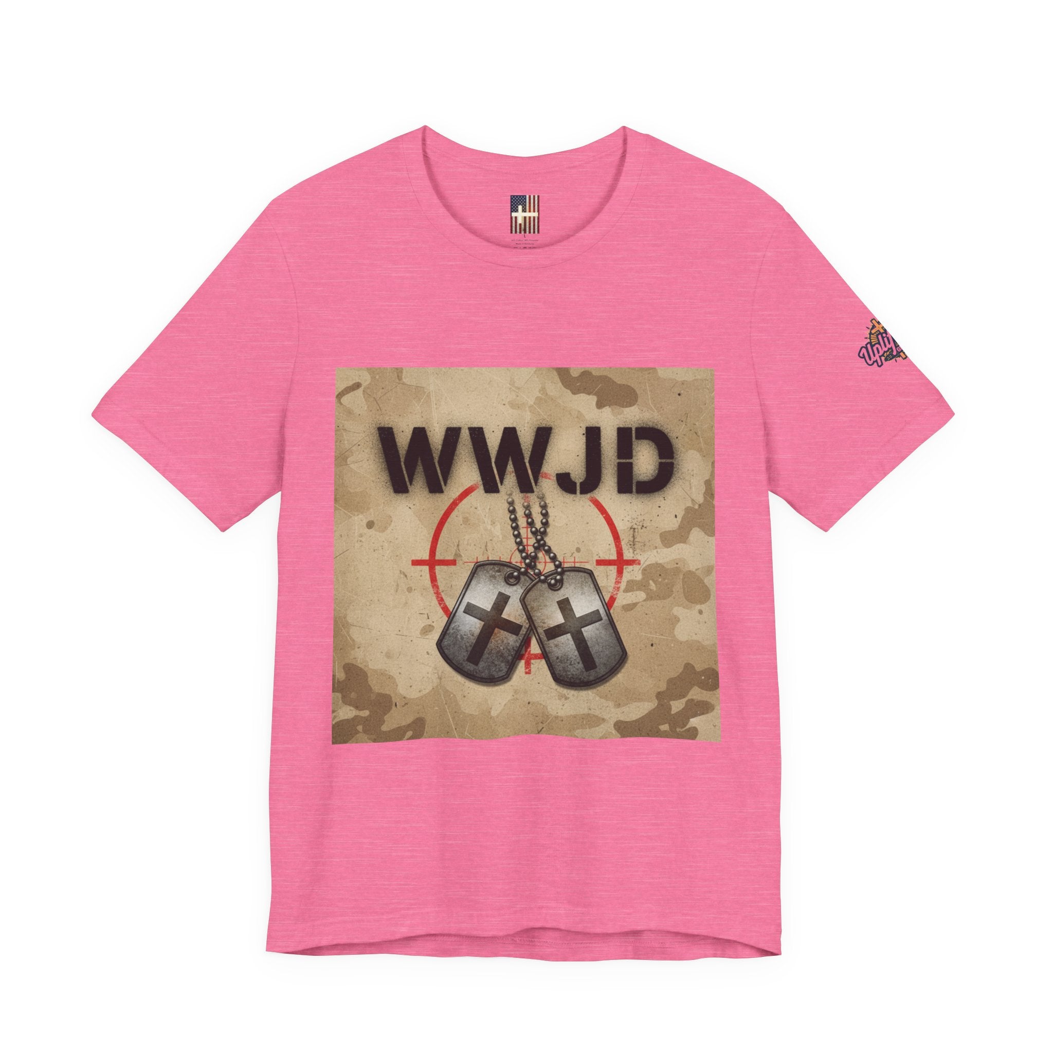 WWJD T-shirt – Military Dog Tags What Would Jesus Do Camo Christian T-shirt for Bold Faith & Streetwear Printify