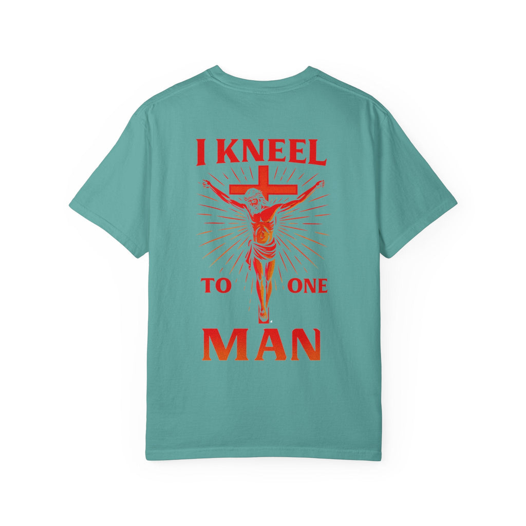I Kneel to One Man T-shirt – Crucifixion Christian T-shirt for Unashamed Devotion & Bold Faith Printify
