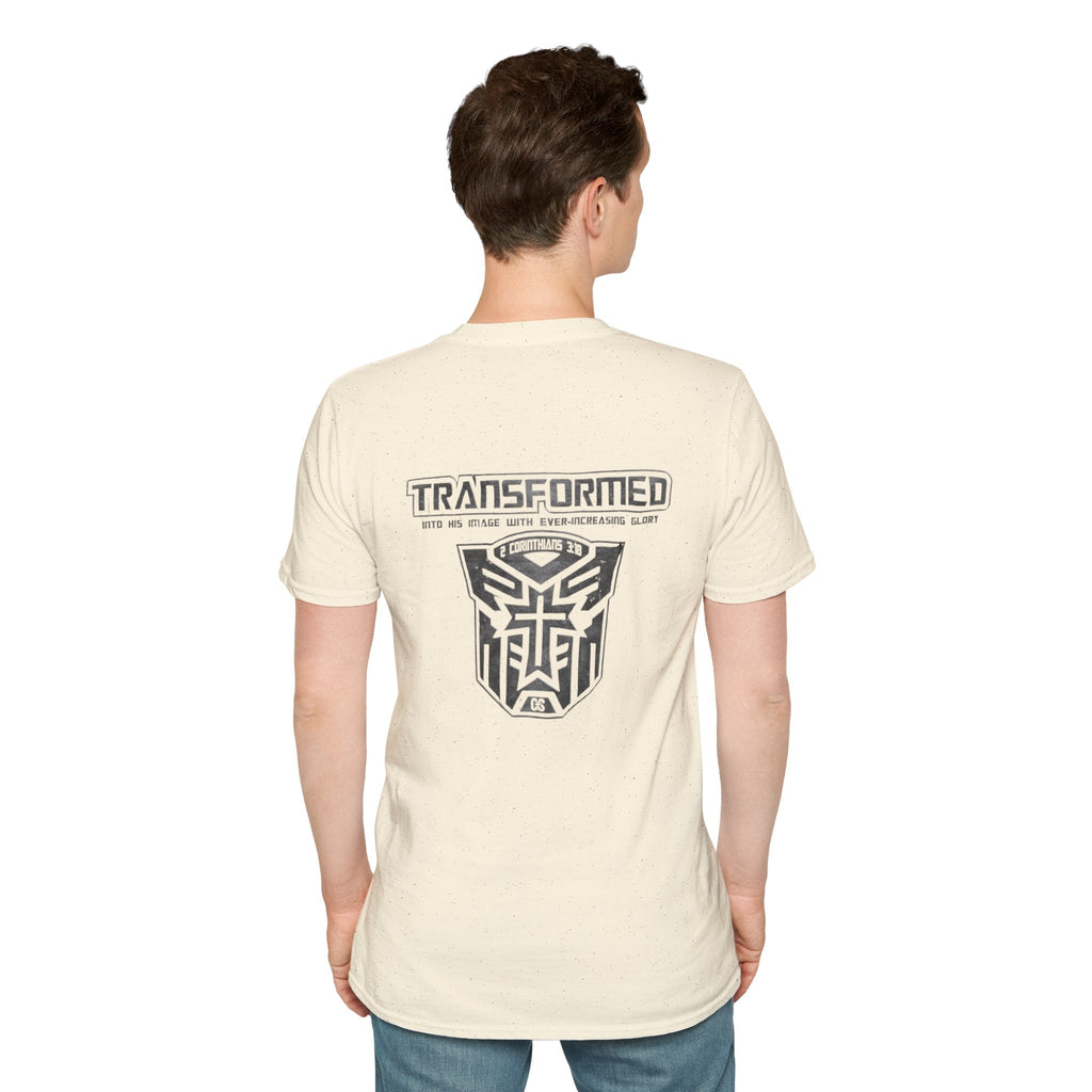 Transformer Logo Christian T-shirt | 2 Corinthians 3:18 Bible Verse T-shirt Printify