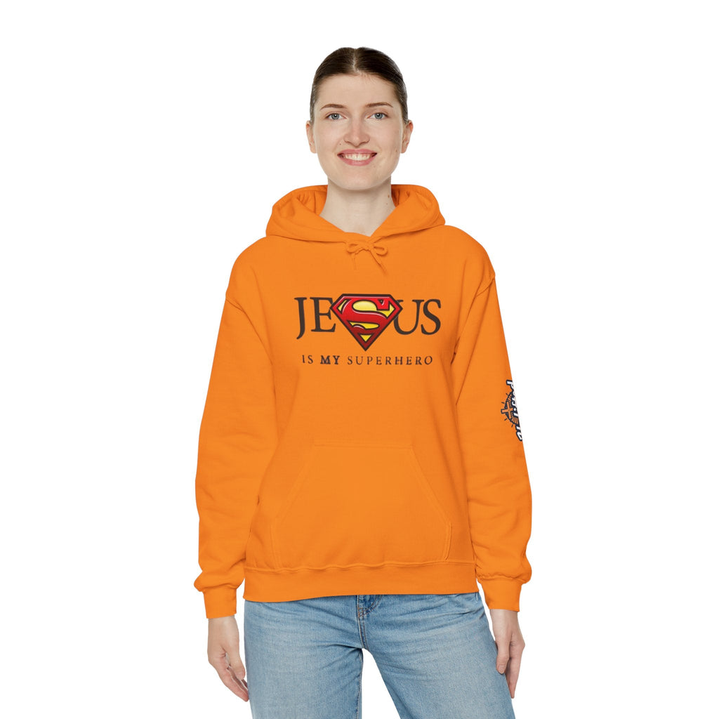 Jesus Is My Superhero Hoodie — Christian Faith Graphic Pullover Printify