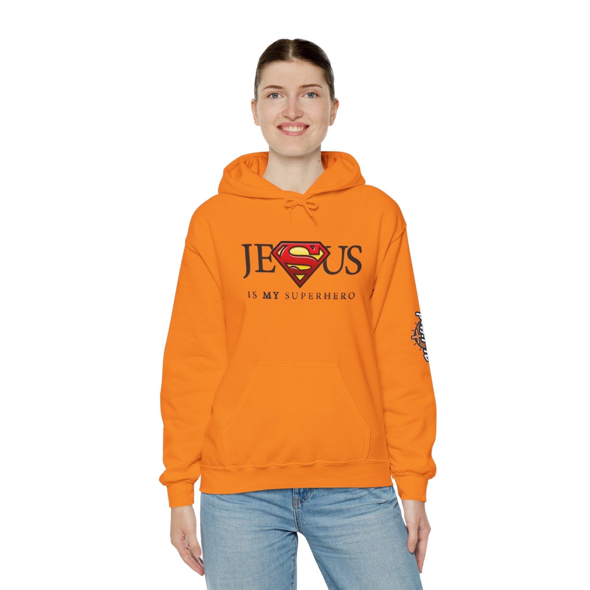Jesus Is My Superhero Hoodie — Christian Faith Graphic Pullover Printify