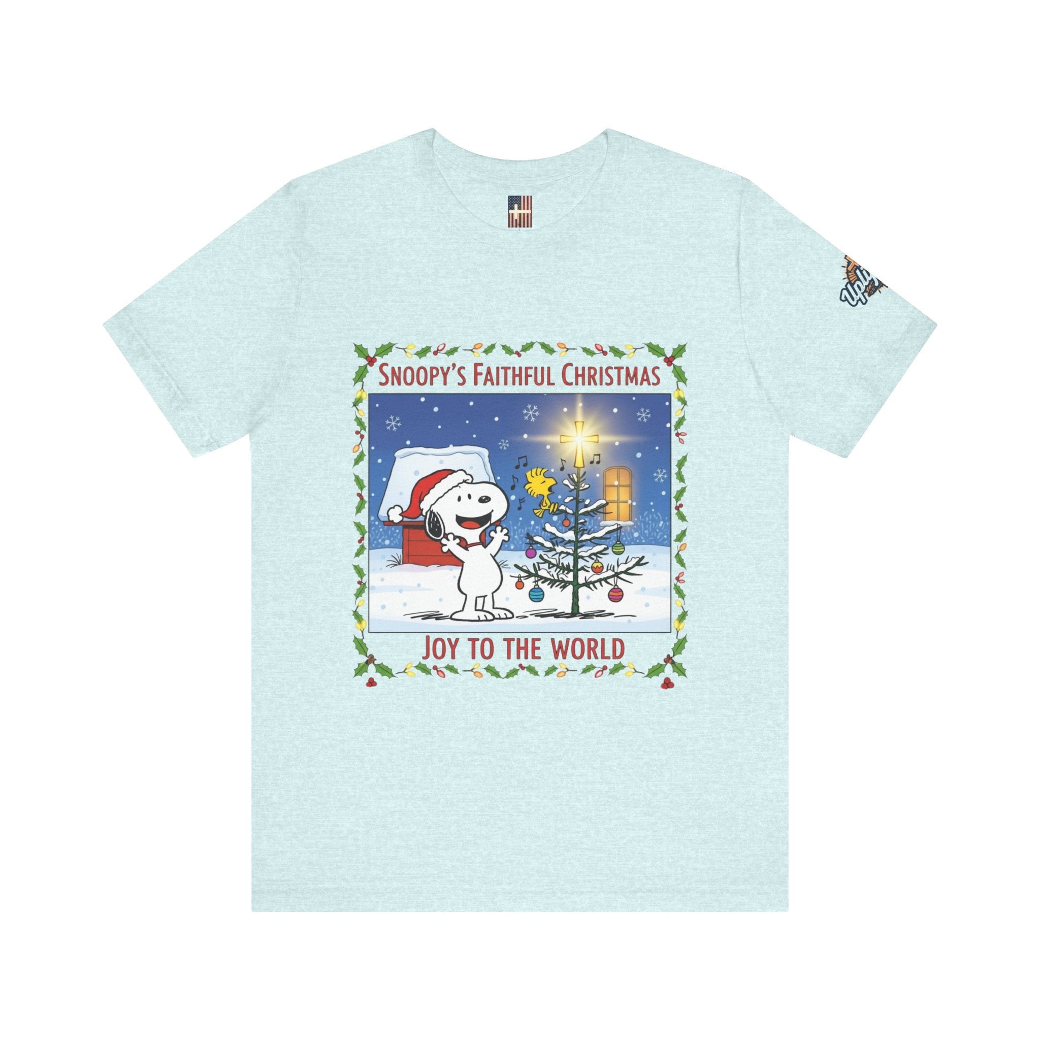 🎄 Faithful Christmas Friends – Christian Holiday T-Shirt | Festive Tree & Cartoon Duo | Heartwarming Christmas Tee by Uplifted Gear Printify