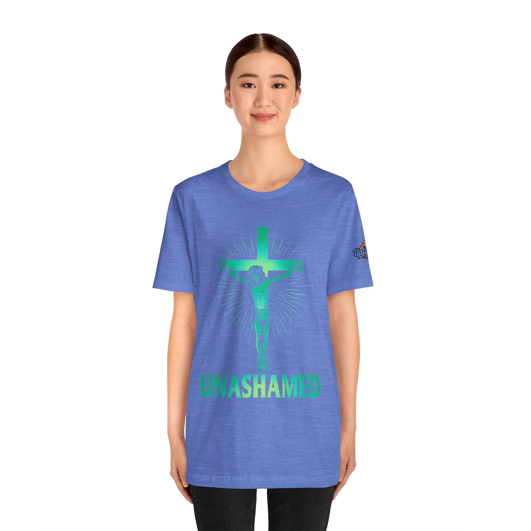 Unashamed T-shirt – Romans 1:16 Crucifixion Christian t-shirt for Bold Unwavering Faith Printify