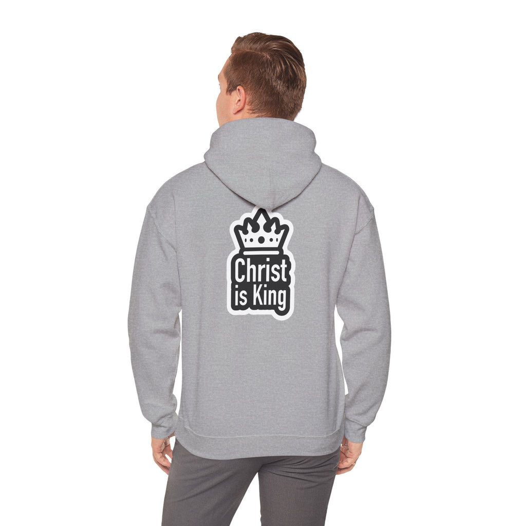 Christ is King Hoodie – Bold Crown & Cross Christian Sweatshirt for Unshakable Faith Printify