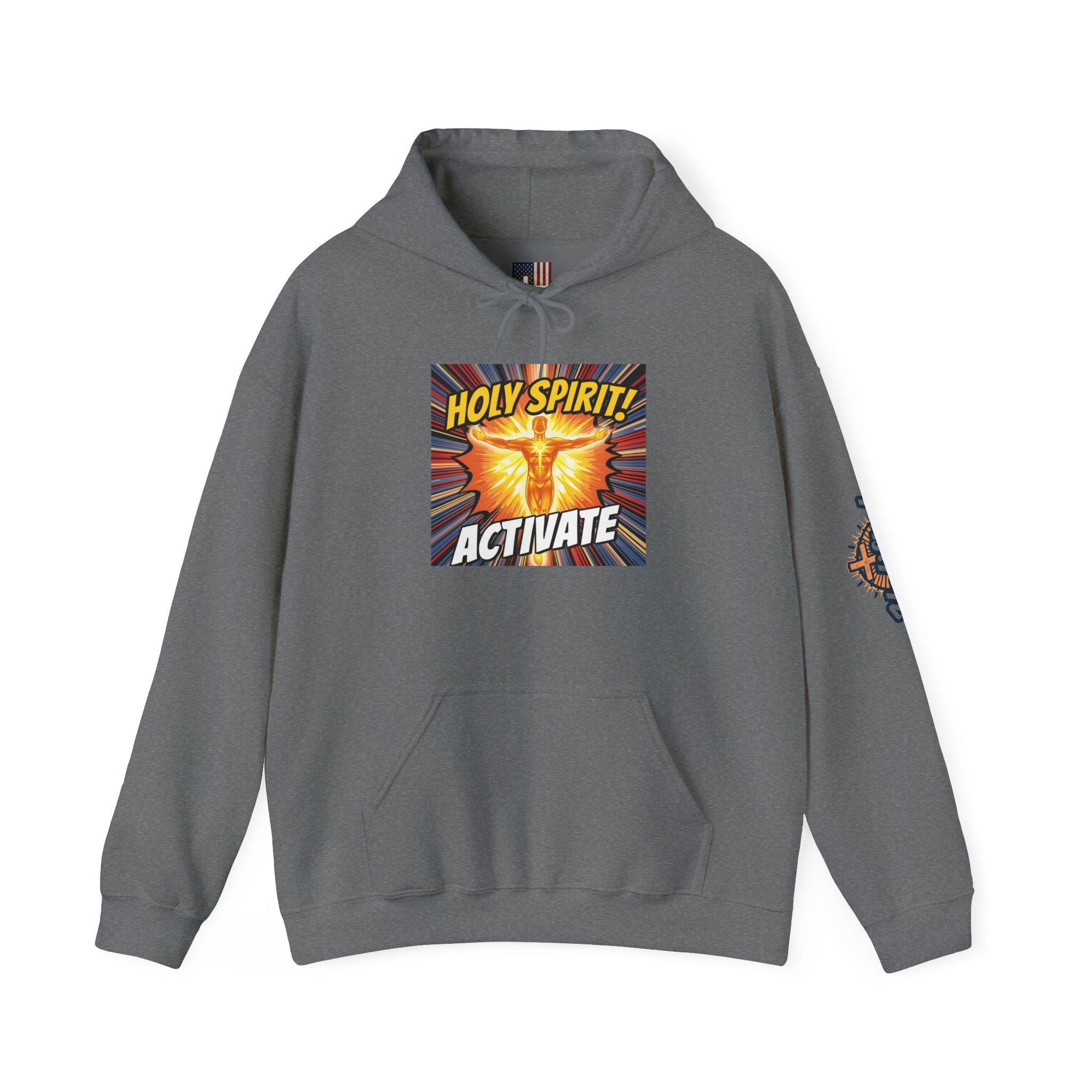 Holy Spirit Activate Hoodie – Superhero Christian Sweatshirt with Vibrant Power-Up Design for Faith-Fueled Boldness Printify