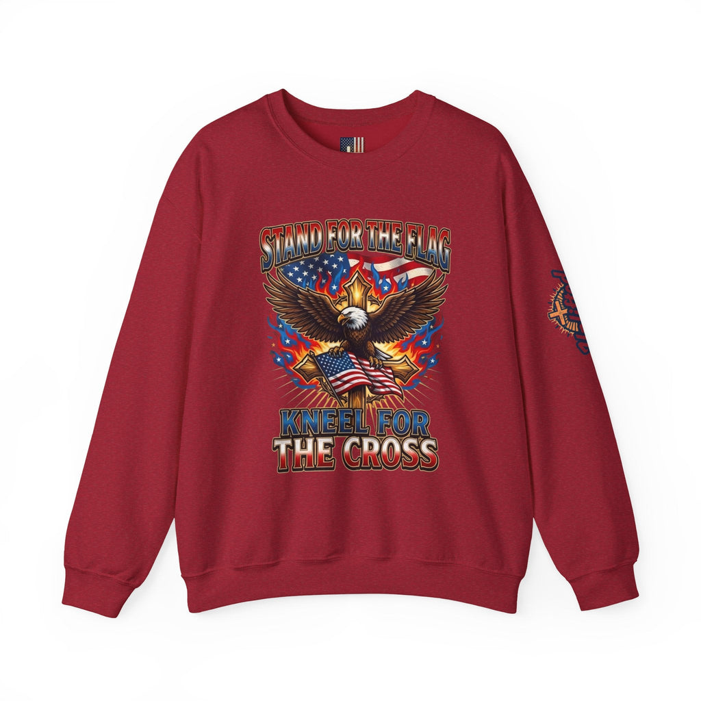Stand for the Flag Kneel for the Cross Sweatshirt | Patriotic Eagle Sweatshirt Printify