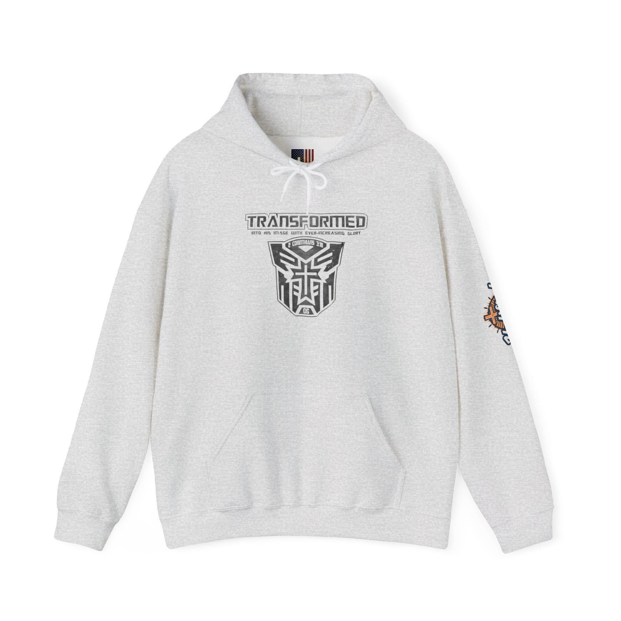 Transformer Logo Christian Hoodie | 2 Corinthians 3:18 Bible Verse Hoodie Printify