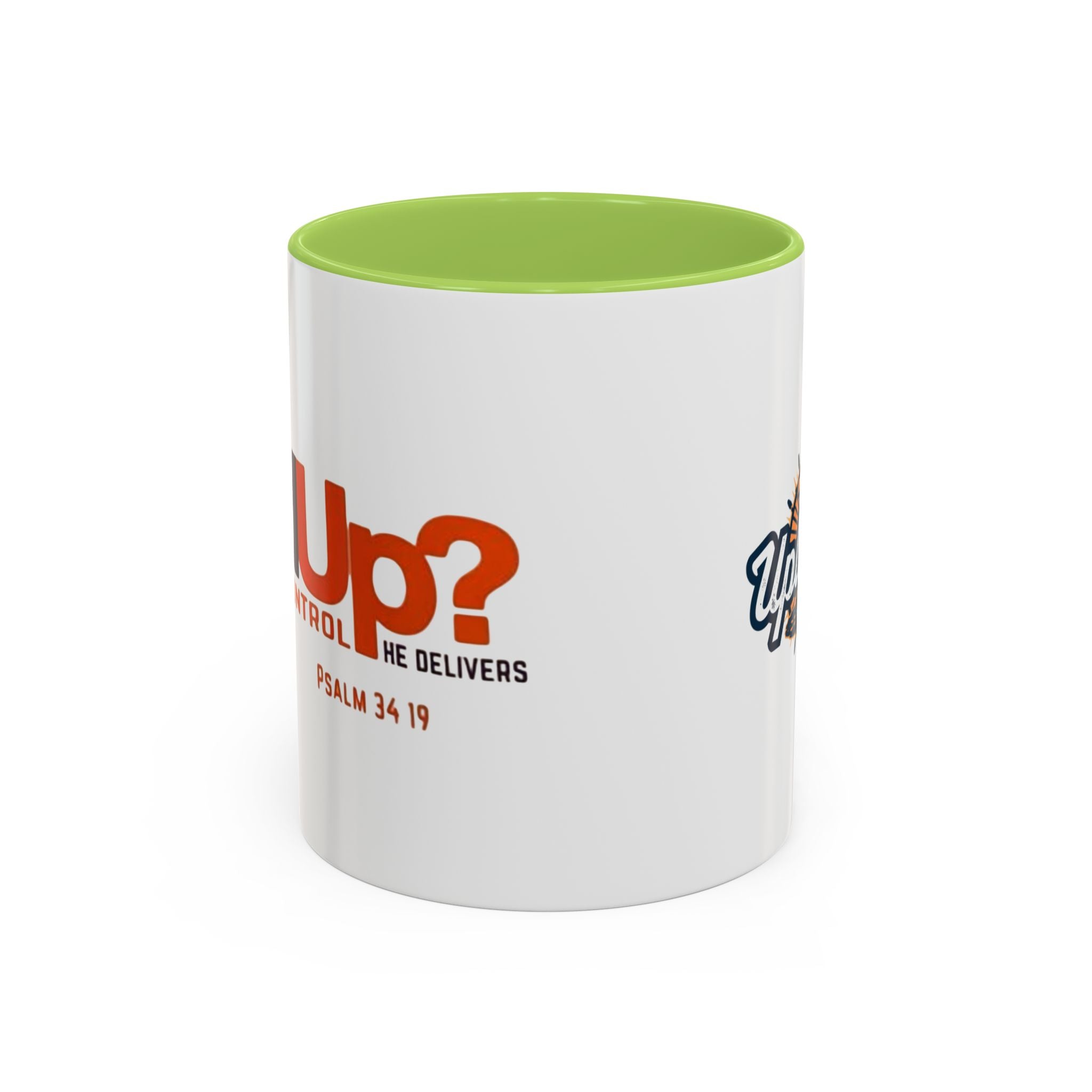 Funny Christian Coffee Mug — “Give God Control, HE Delivers” Accent Mug (11/15oz) Printify