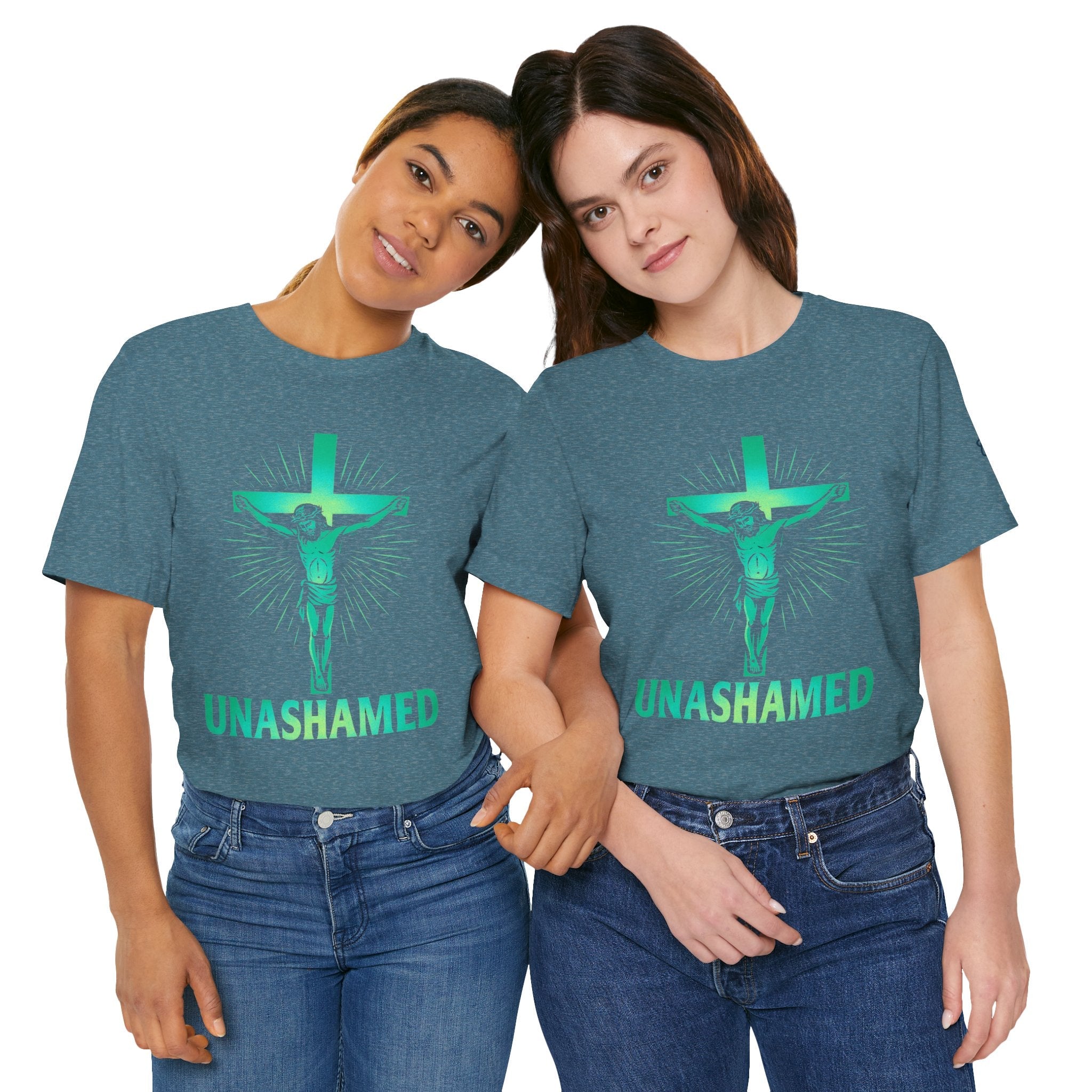 Unashamed T-shirt – Romans 1:16 Crucifixion Christian t-shirt for Bold Unwavering Faith Printify