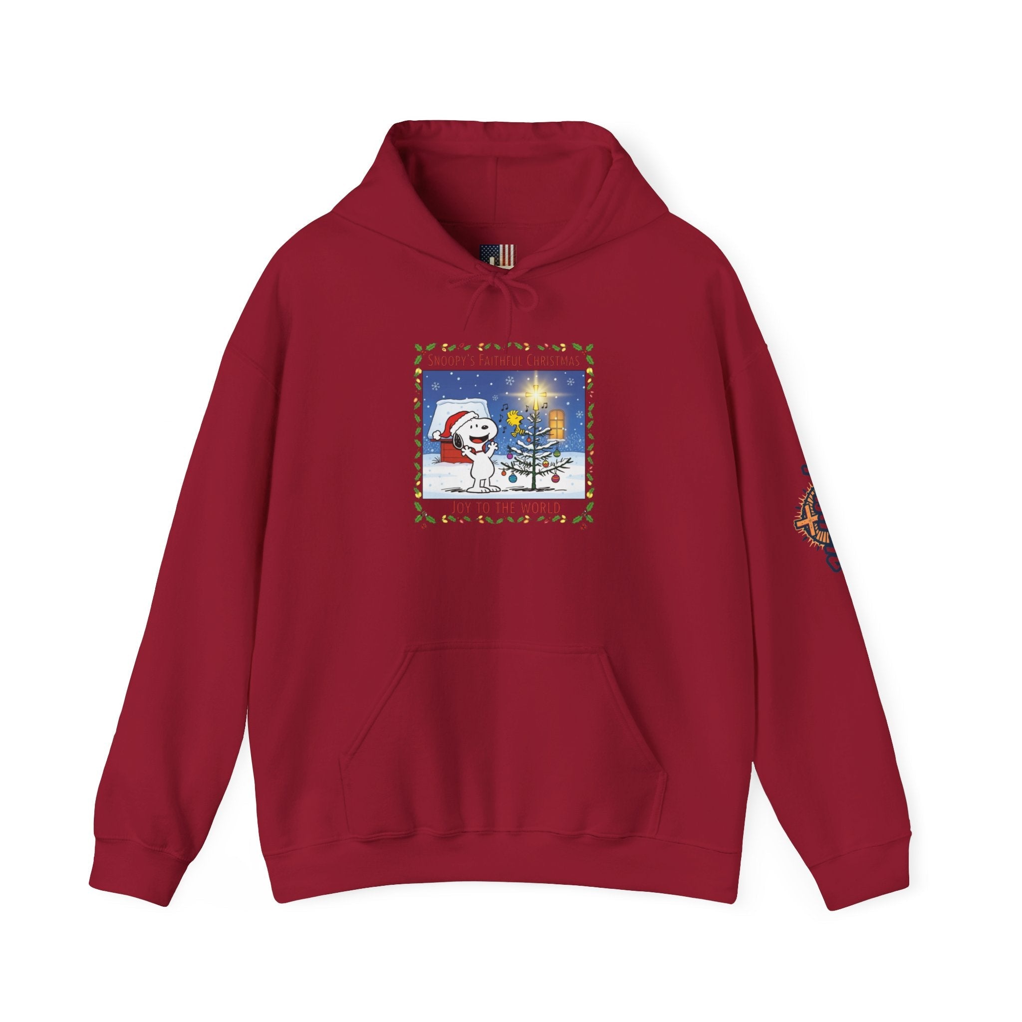 🎄 Faithful Christmas Friends – Christian Holiday Hoodie | Festive Tree & Cartoon Duo | Heartwarming Christmas Tee by Uplifted Gear Printify