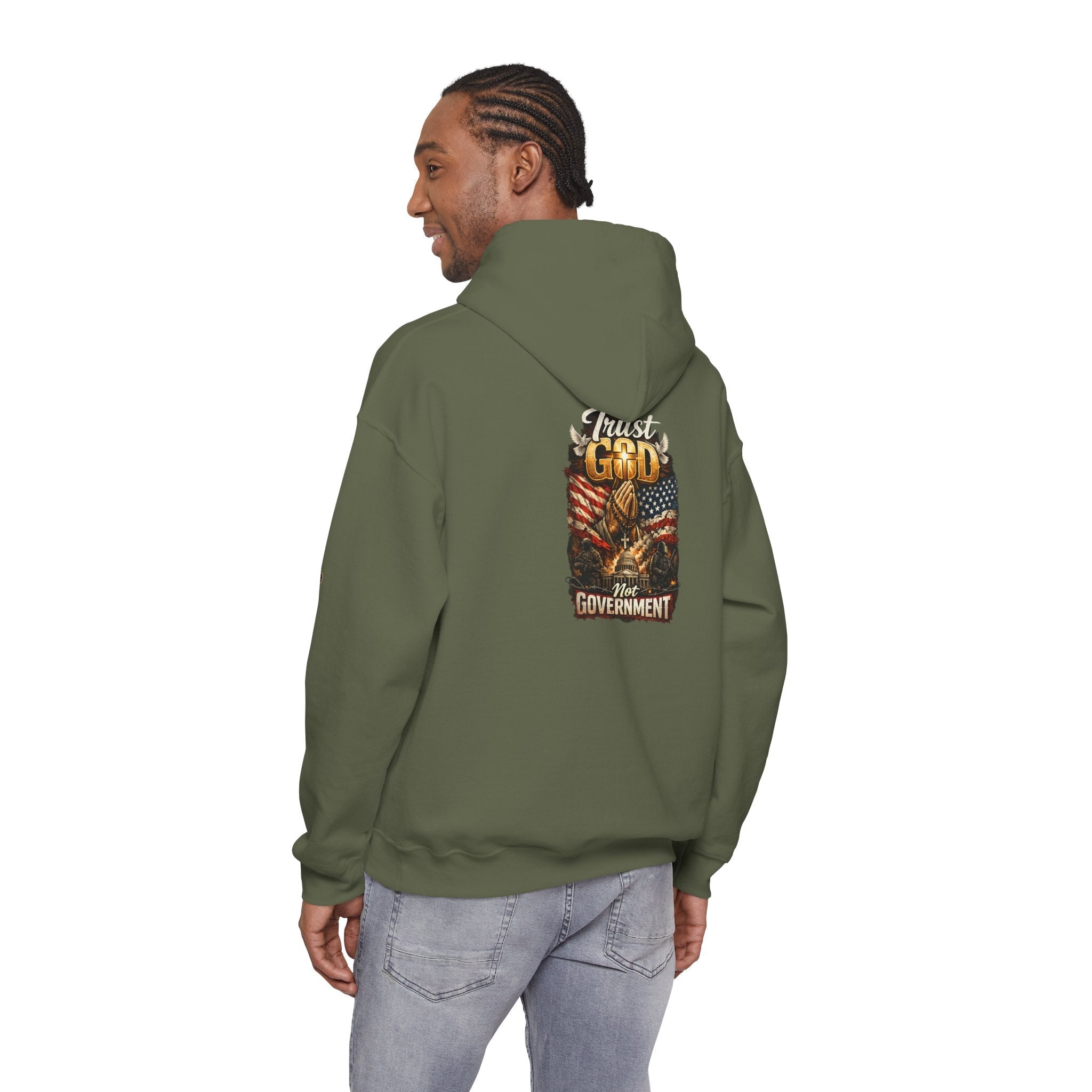 Trust God Not Government Hoodie — Vintage Patriotic Christian Hoodie Printify