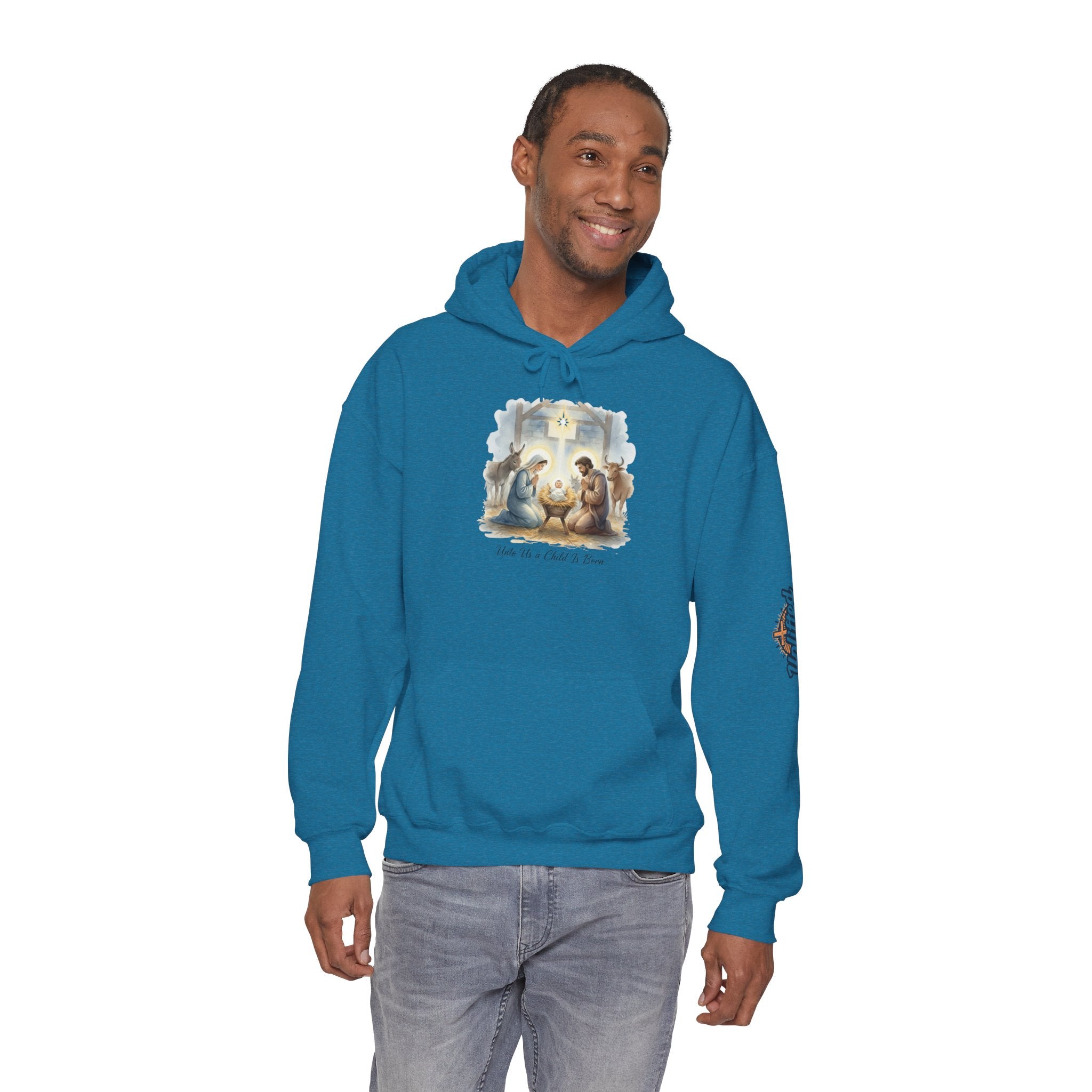 Unto Us a Child is Born Hoodie – Isaiah 9:6 Nativity Manger Scene Christian Christmas Sweatshirt for Holy Night Faith Printify